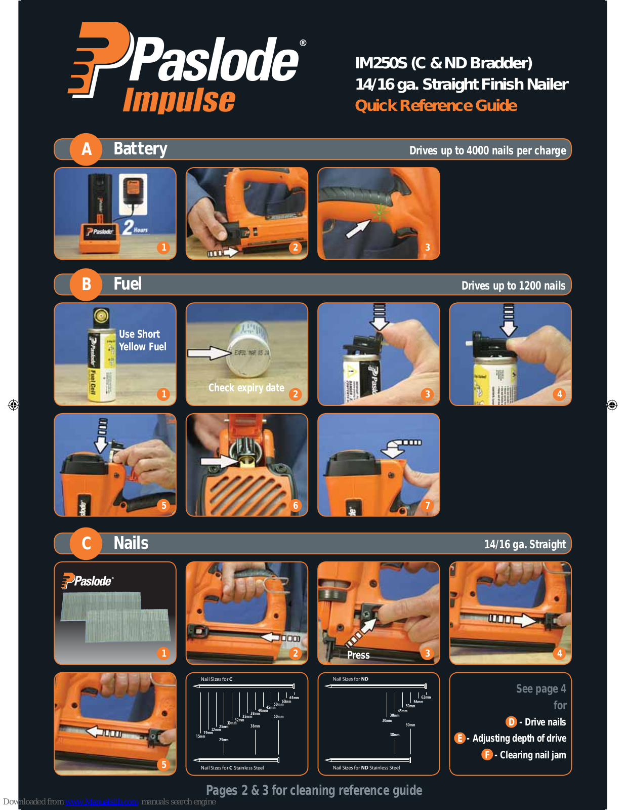 Paslode IM250S Quick Reference Manual - ManualMachine.com