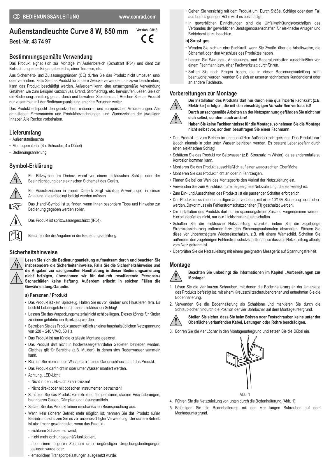 Conrad 43 74 97 Operating Instructions Manual