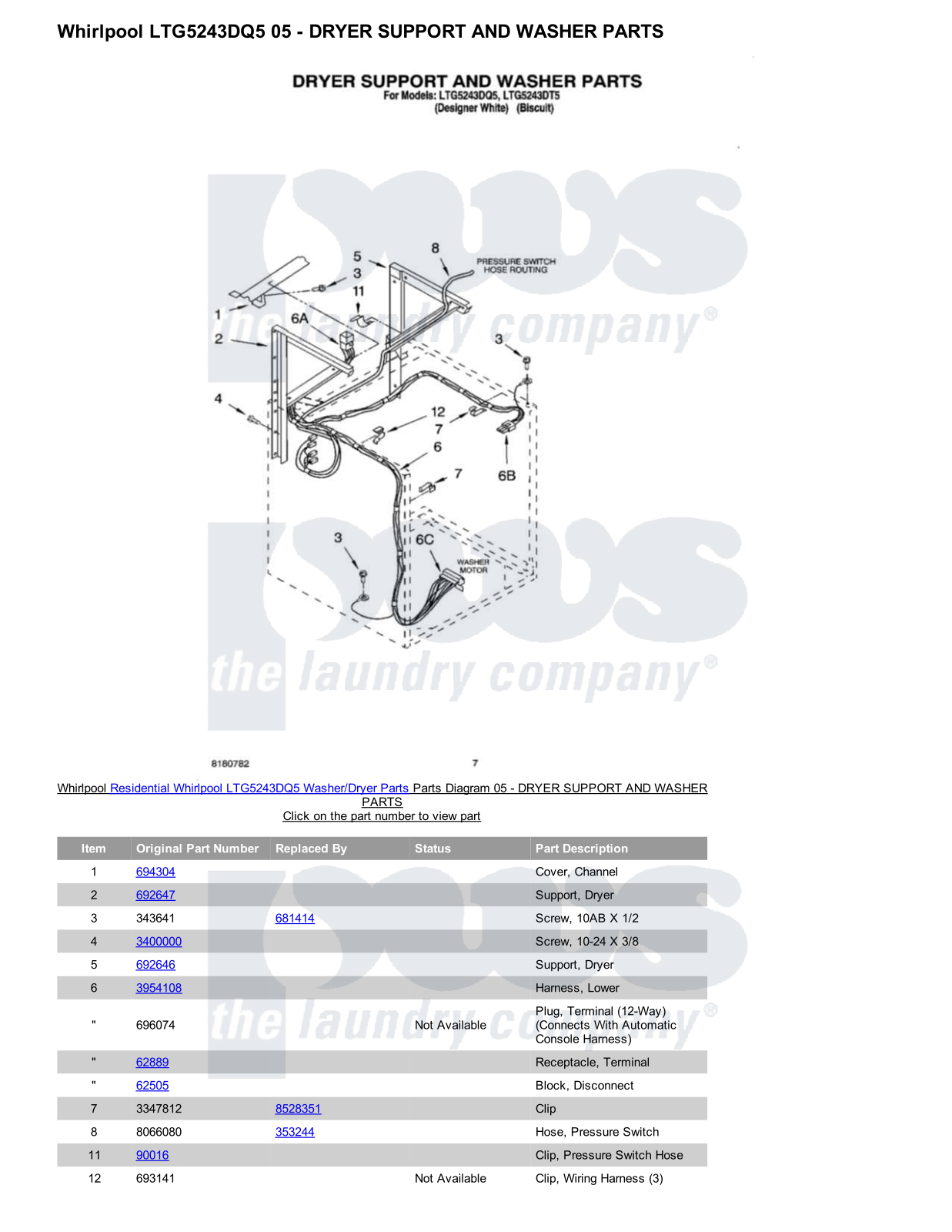 Whirlpool LTG5243DQ5/Dryer Parts Diagram