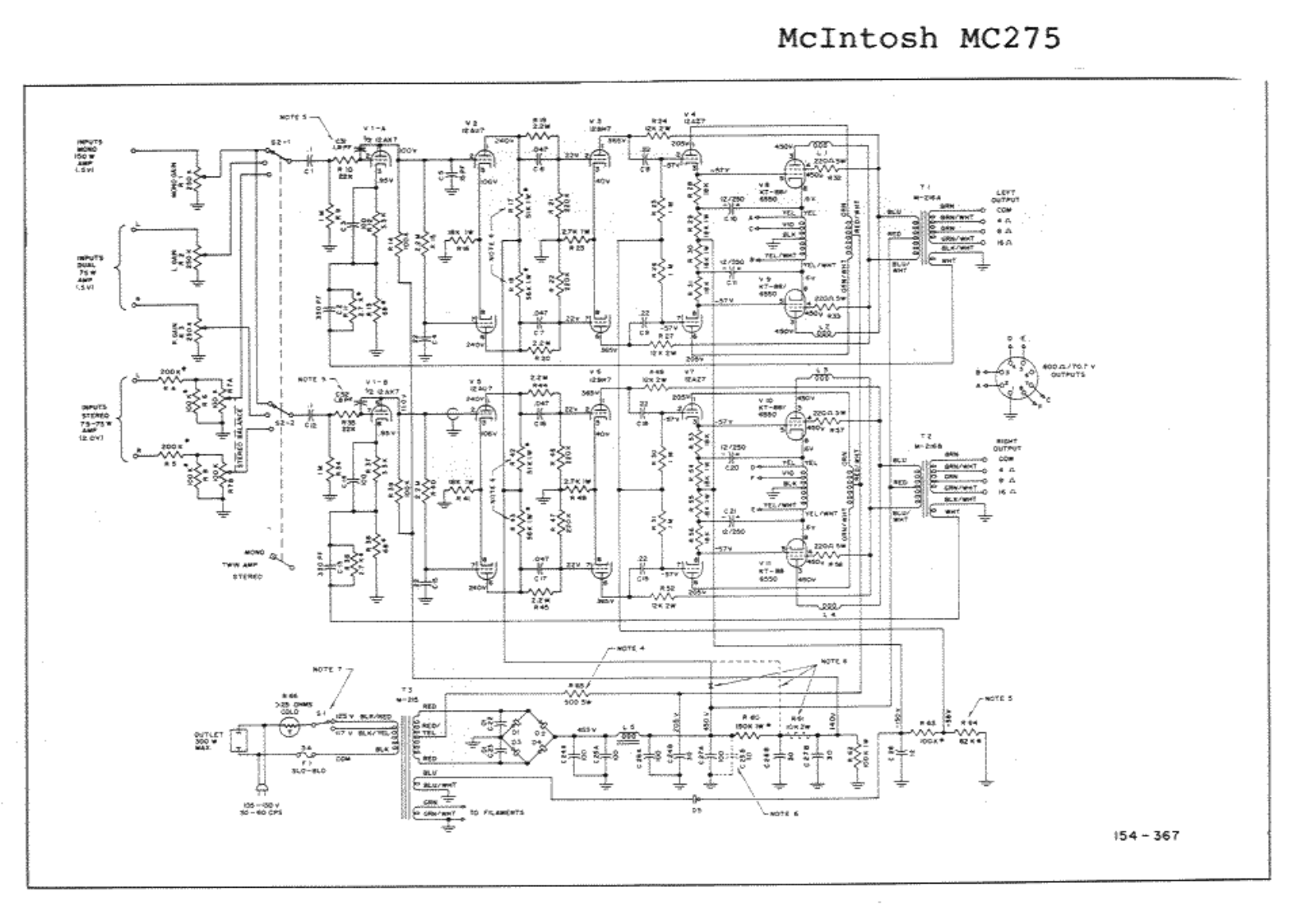 McIntosh MC-275 Schematic