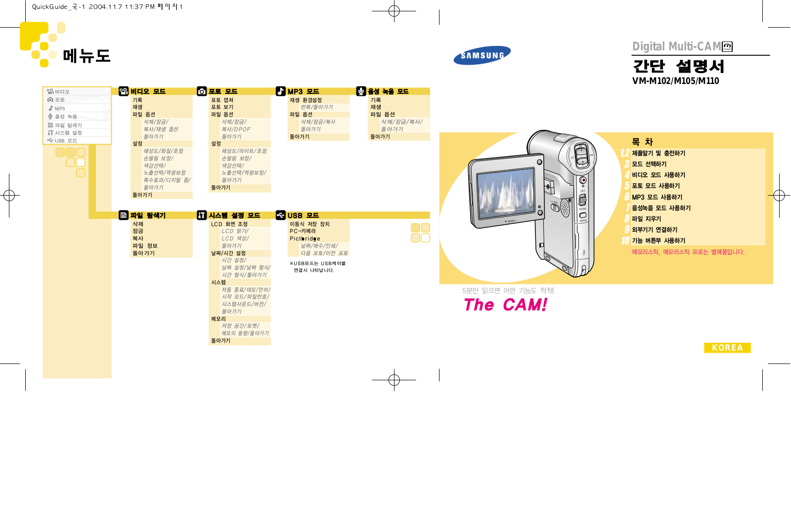 Samsung VP-X105L, VM-X110L, VM-M110S, VM-M110B, VM-M105S User Manual