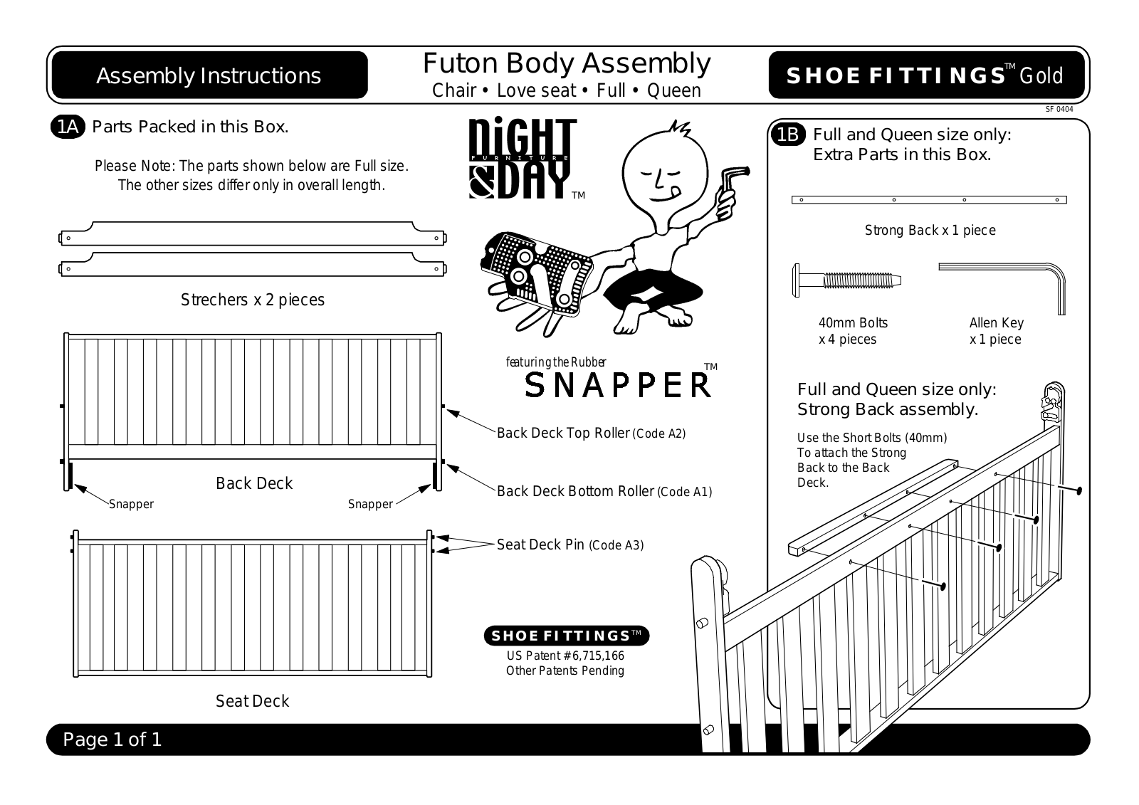 Night & Day Premium Body Assembly Assembly Instruction