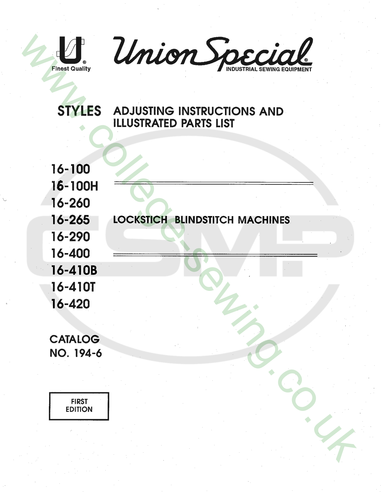 Union Special 194-6 Parts Book