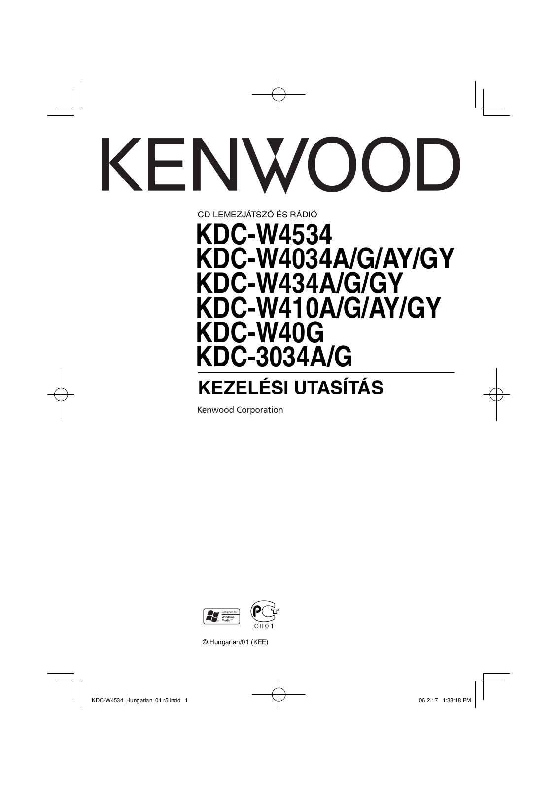 Kenwood KDC-W4034, KDC-3034, KDC-W4534, KDC-W410, KDC-W40G User Manual