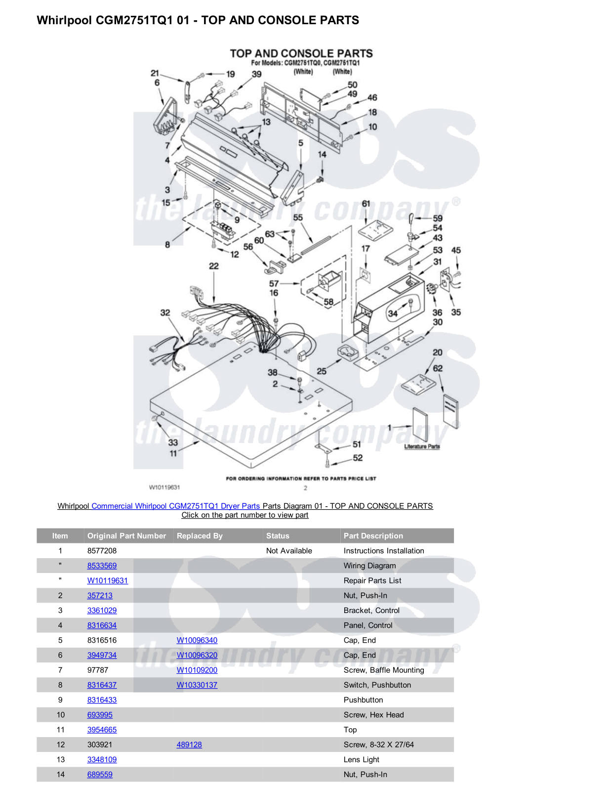 Whirlpool CGM2751TQ1 Parts Diagram