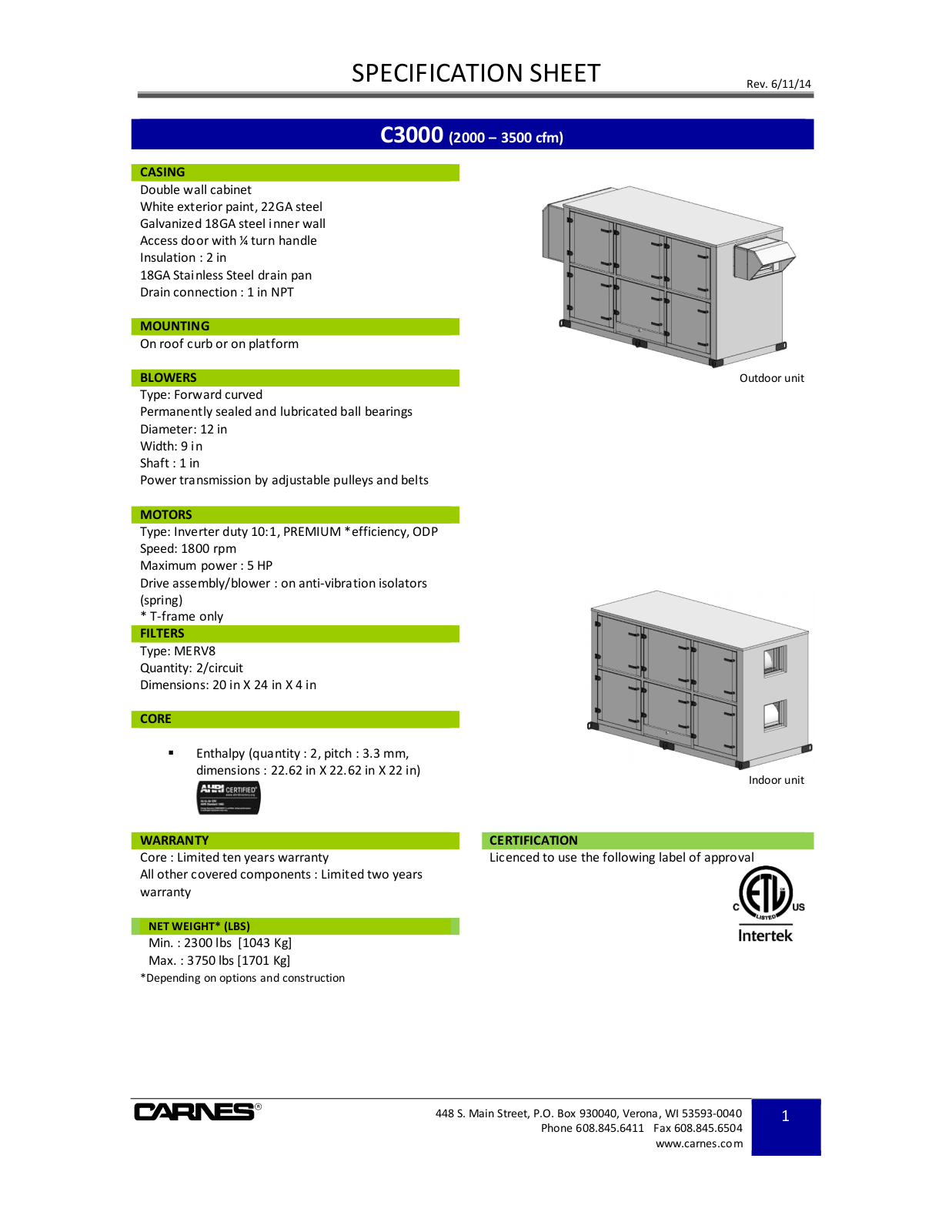 Carnes C3000 User Manual