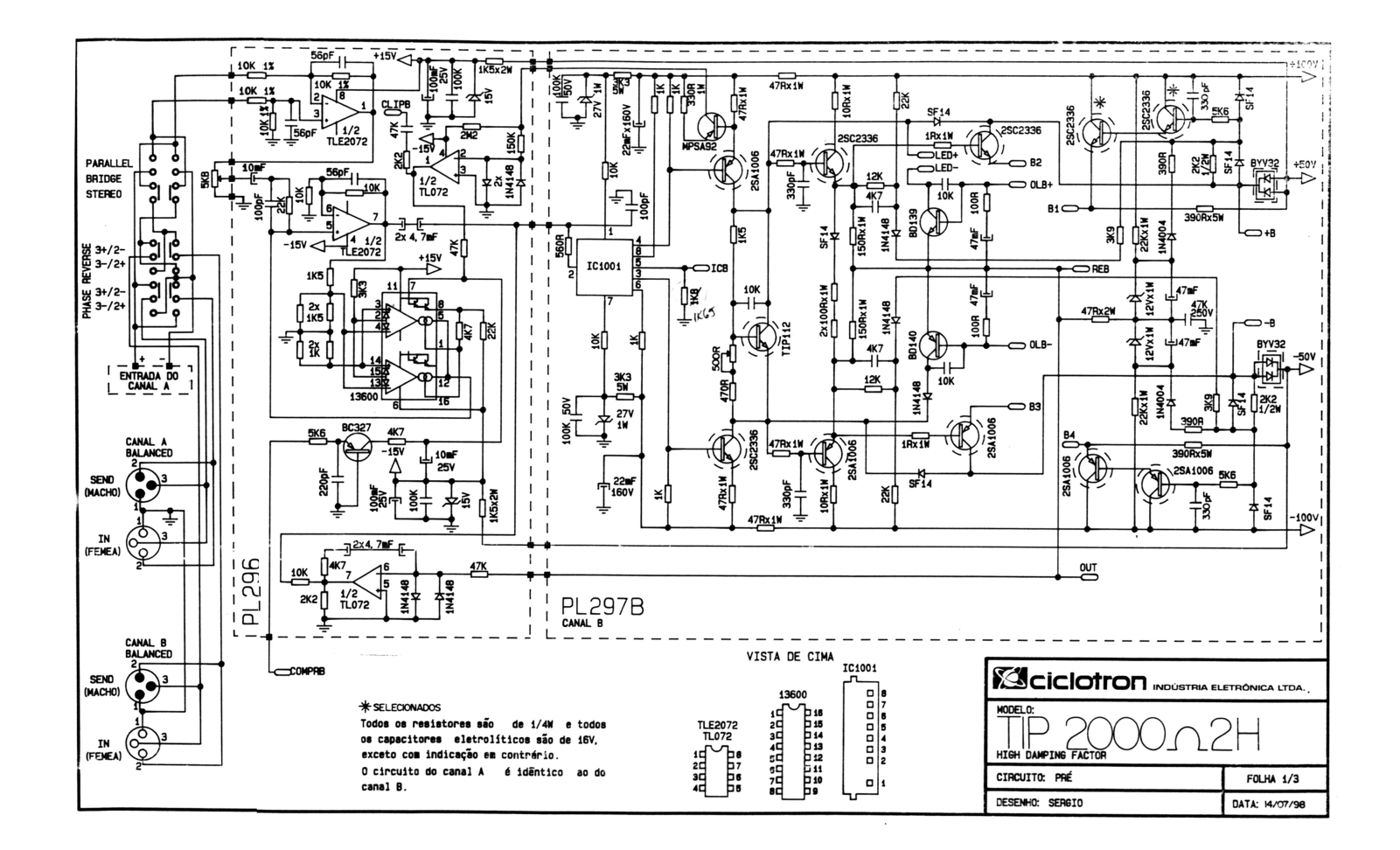 CICLOTRON TIP2000 H2 I Schematic