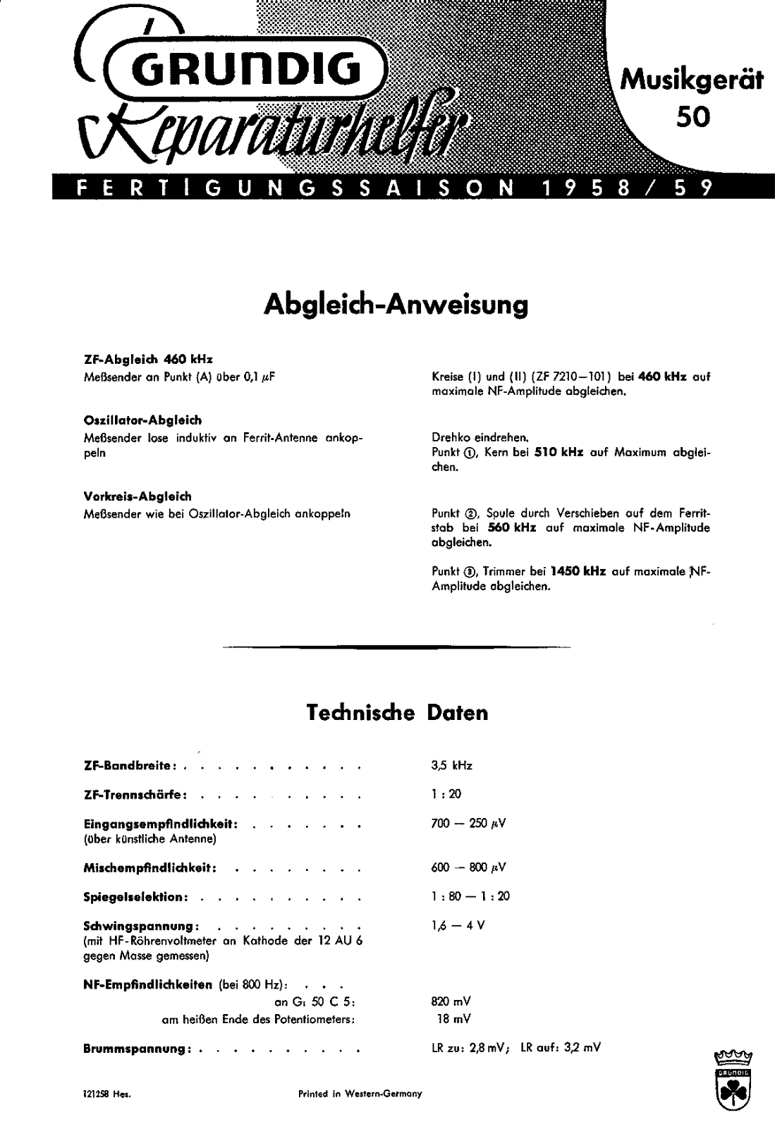 Grundig 50 Service Manual