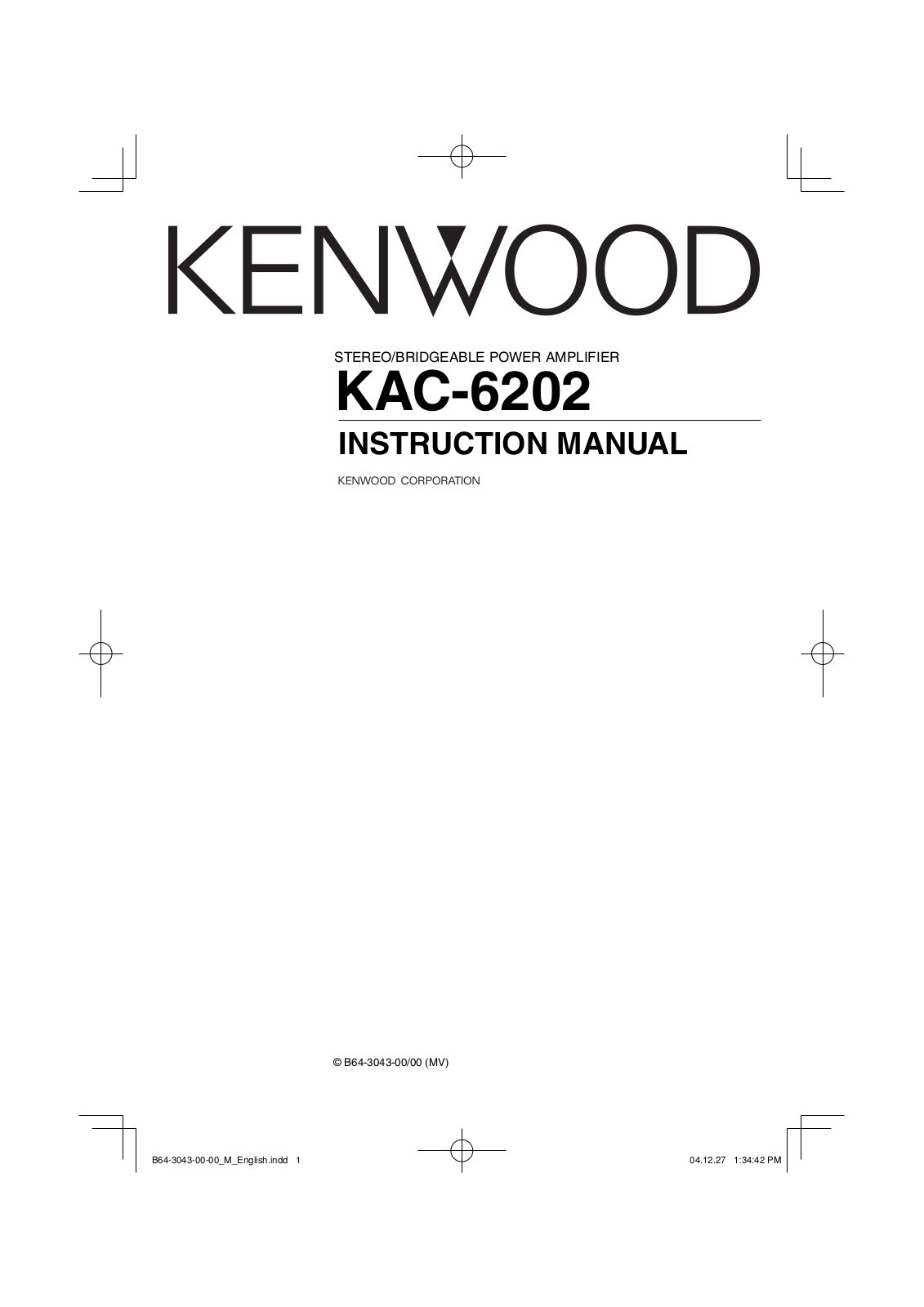 Kenwood KAC-6202 User Manual