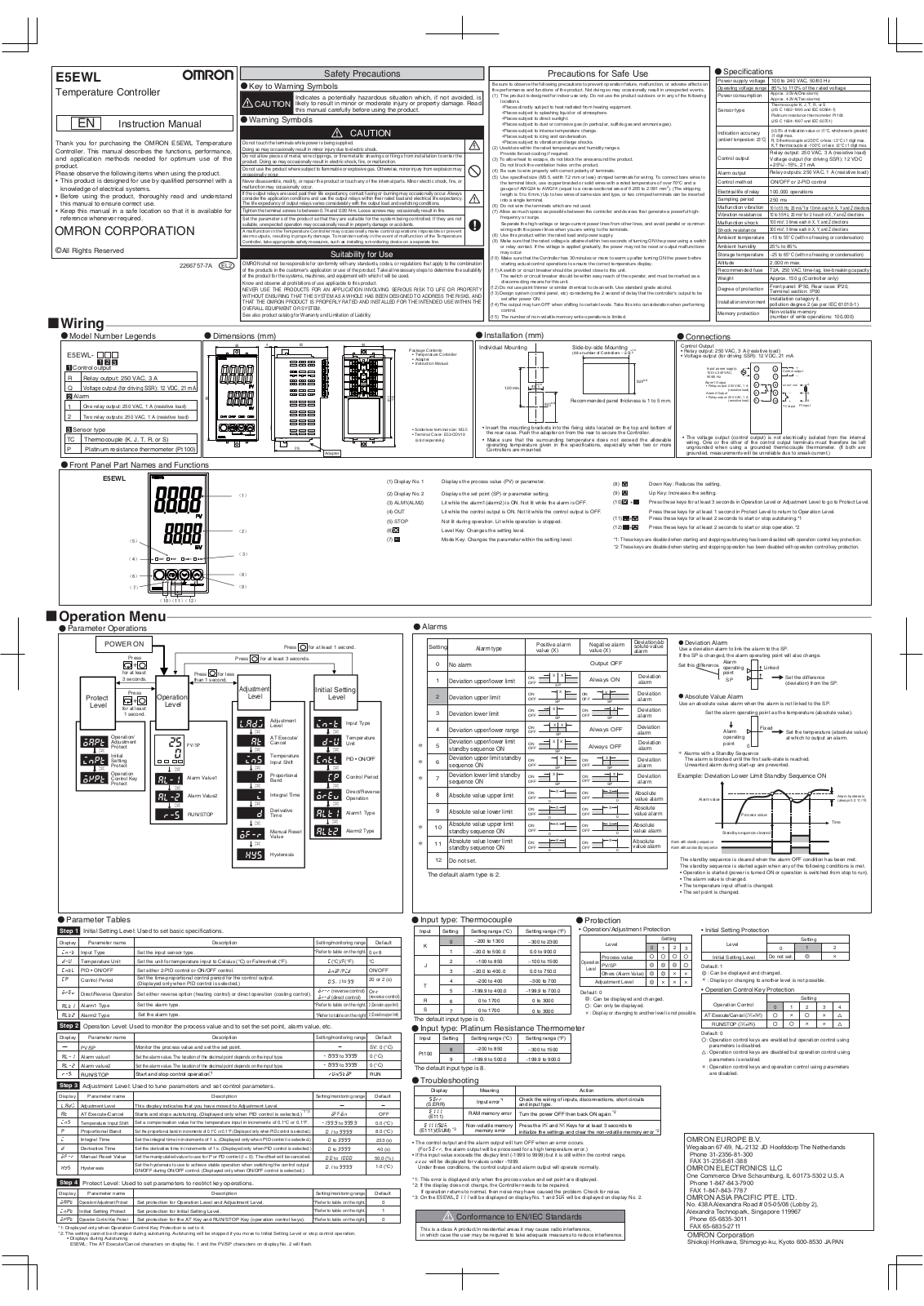 Omron E5EWL Instruction Manual