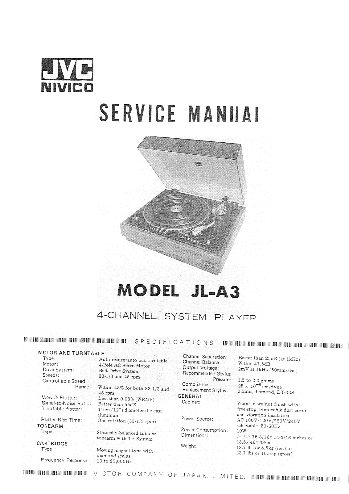 Jvc JL-A3 Service Manual