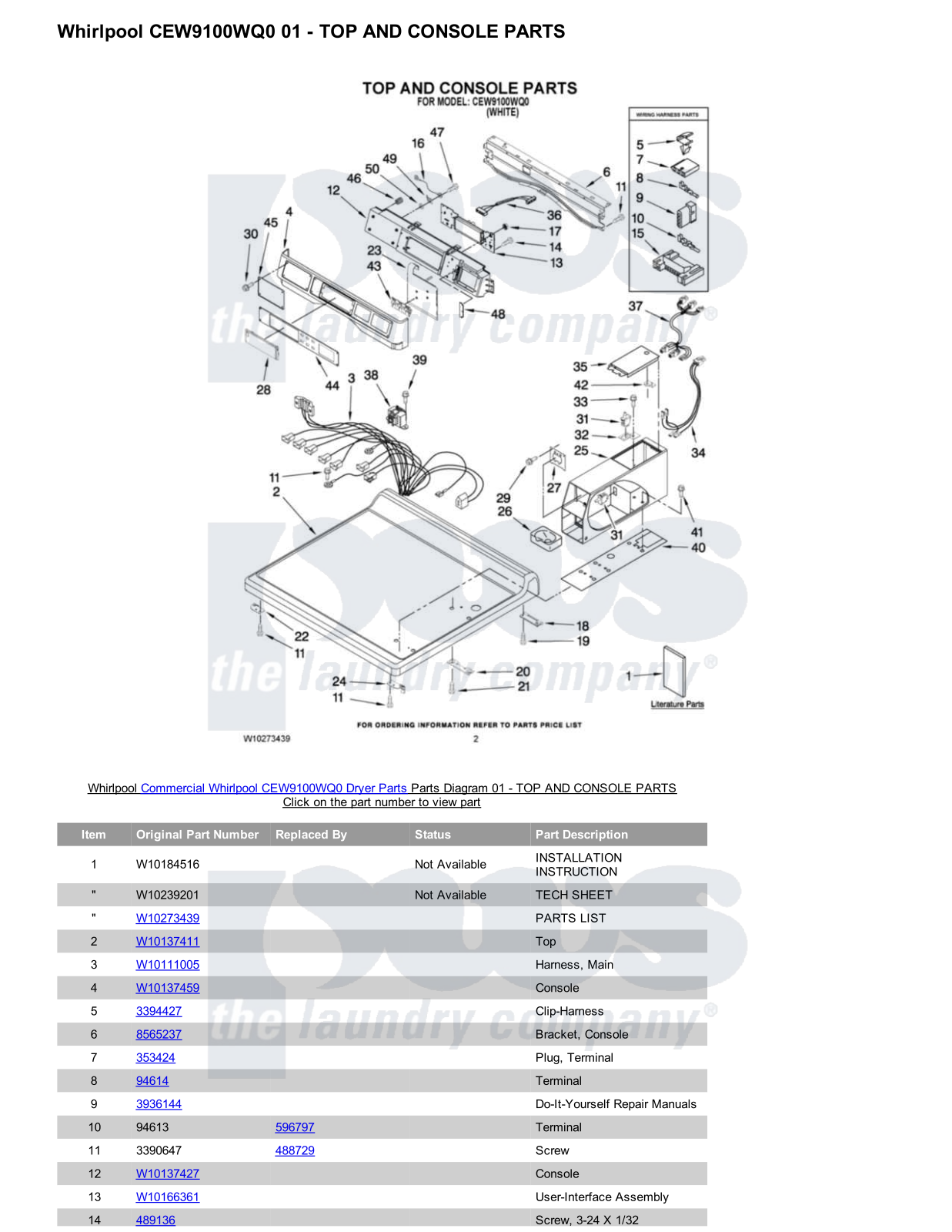 Whirlpool CEW9100WQ0 Parts Diagram