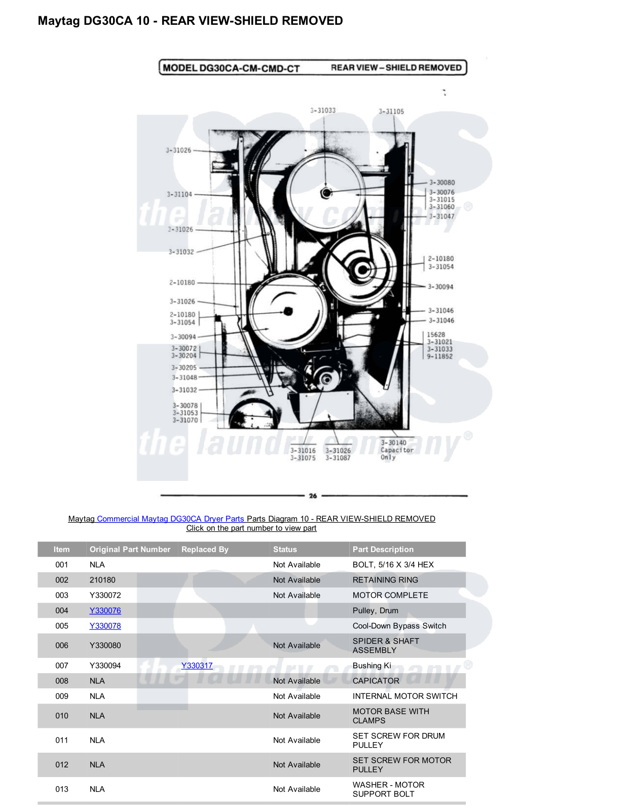 Maytag DG30CA Parts Diagram