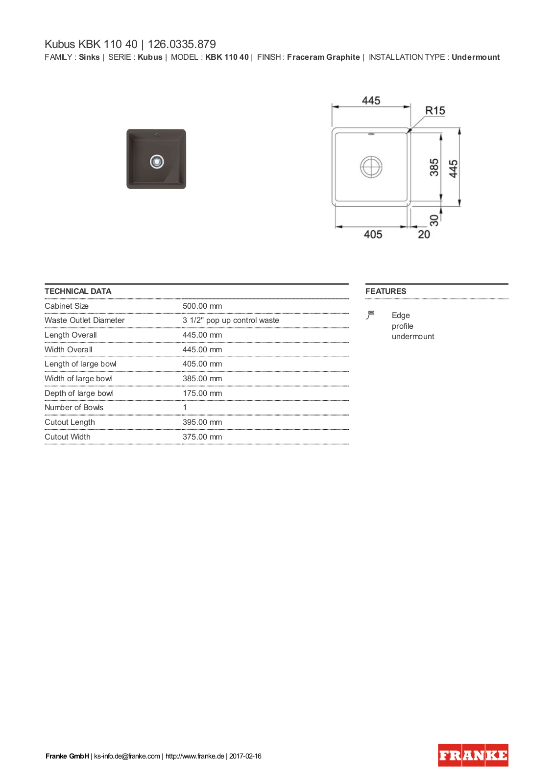 Franke 126.0335.879 Service Manual