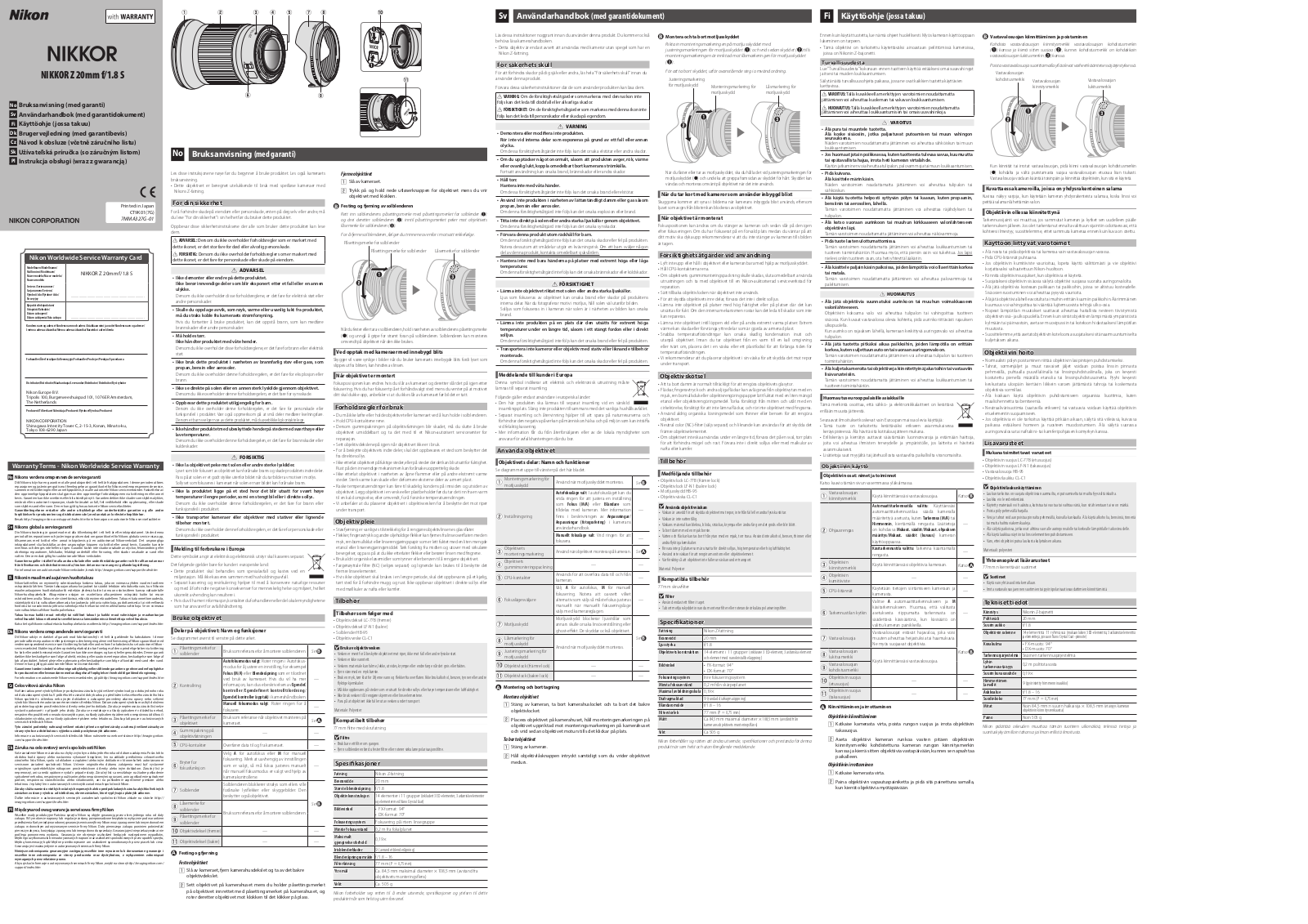 Nikon NIKKOR Z 20 User Manual