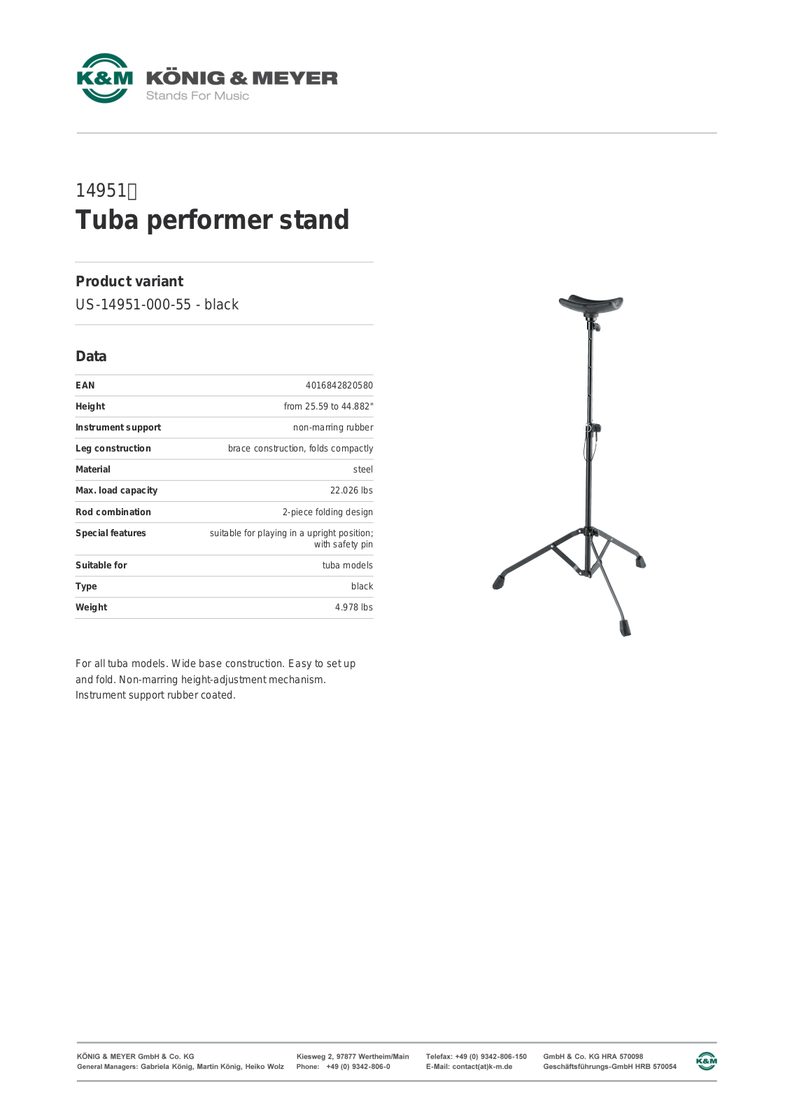 K&M 14951 Data Sheet