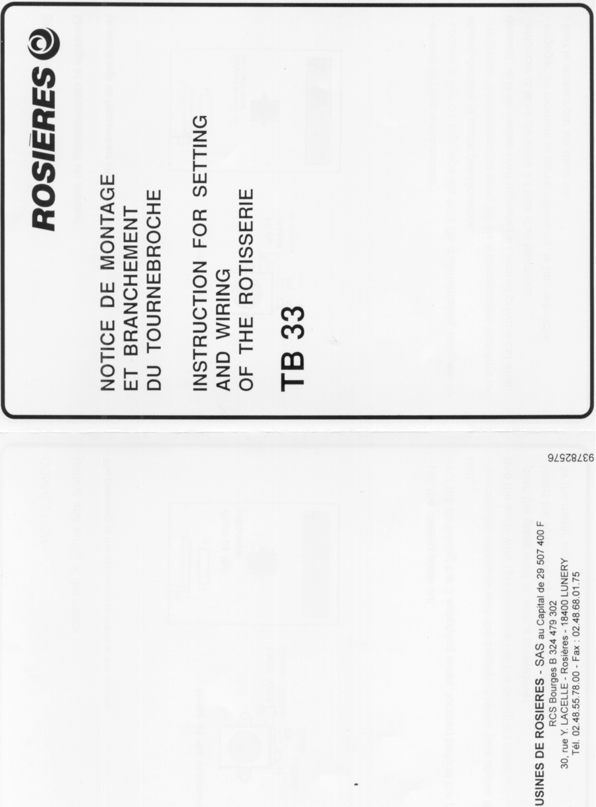 Rosieres TB 33 User Manual