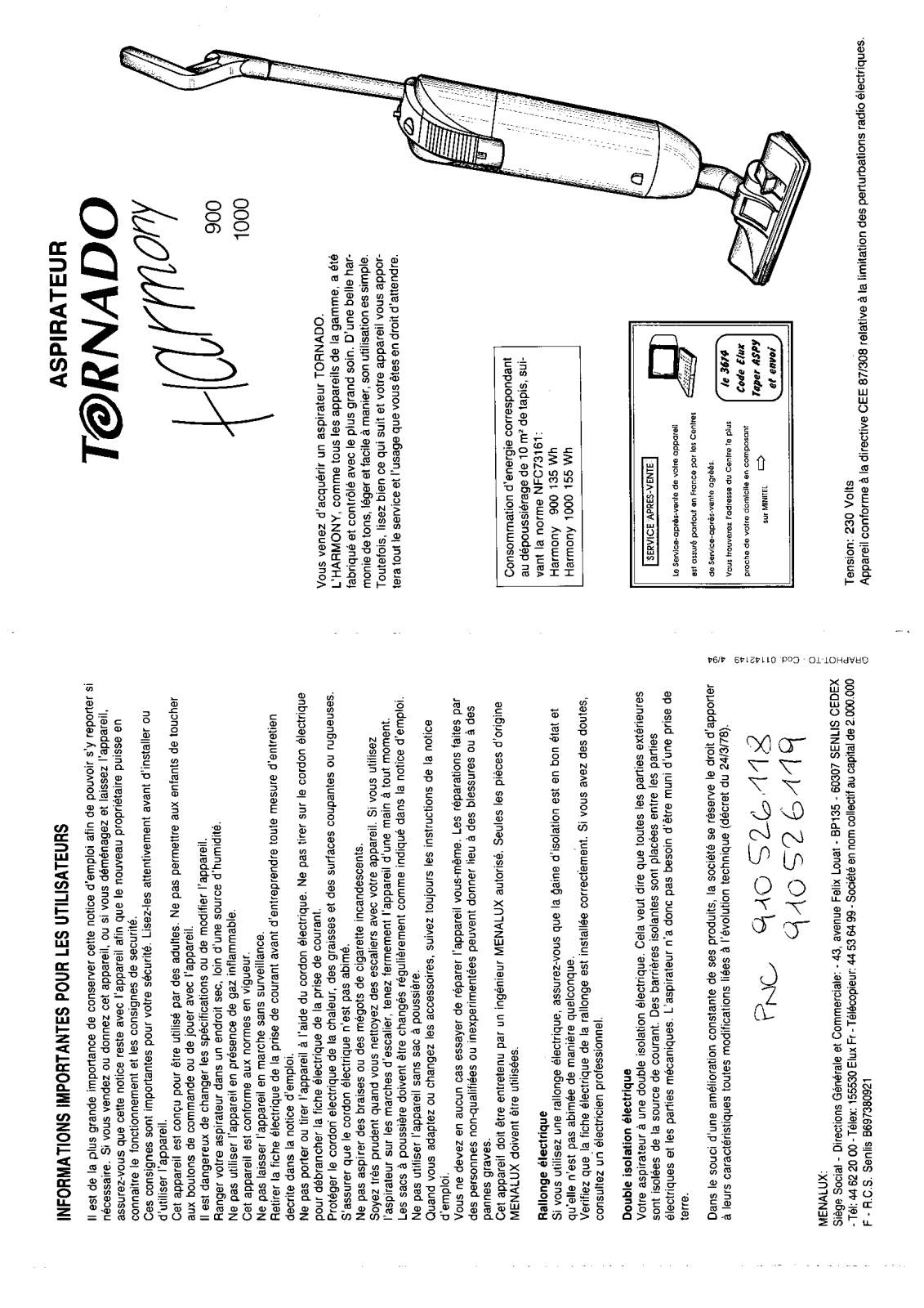 TORNADO HARM1000, HARM900 User Manual