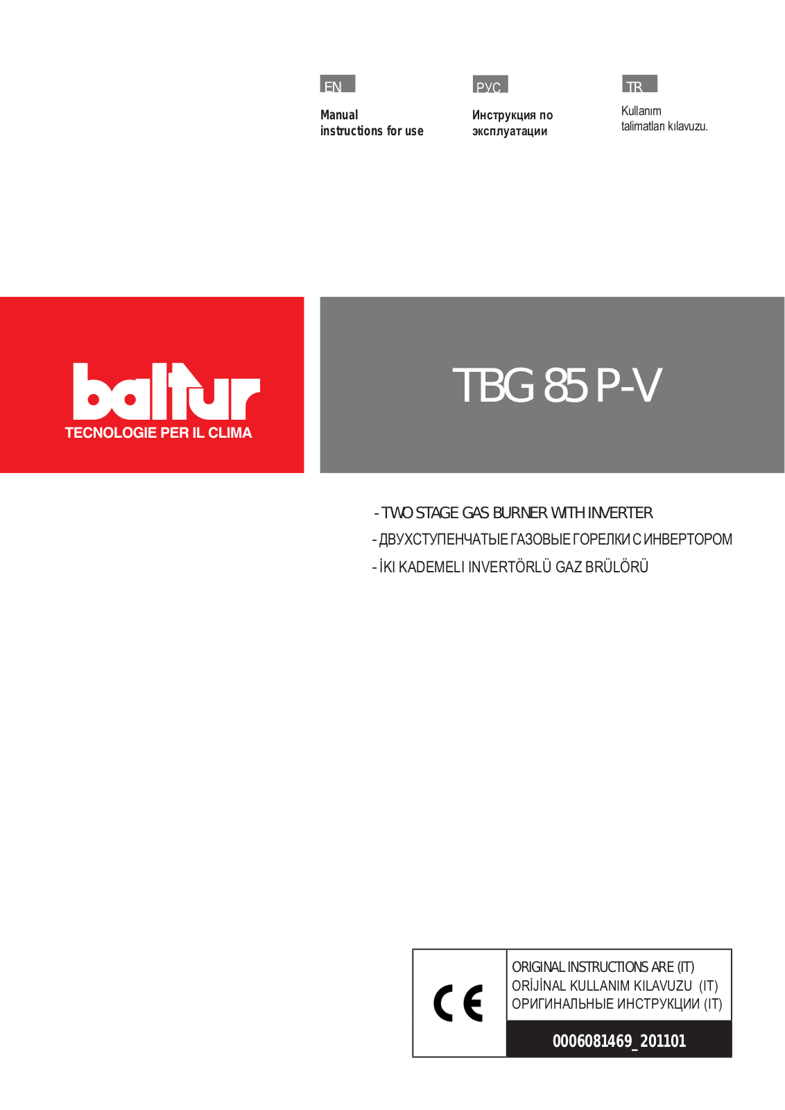 baltur TBG 85 P-V User Instructions