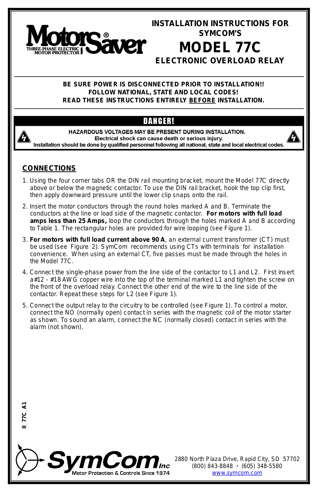 Symcom 77C Installation Guide