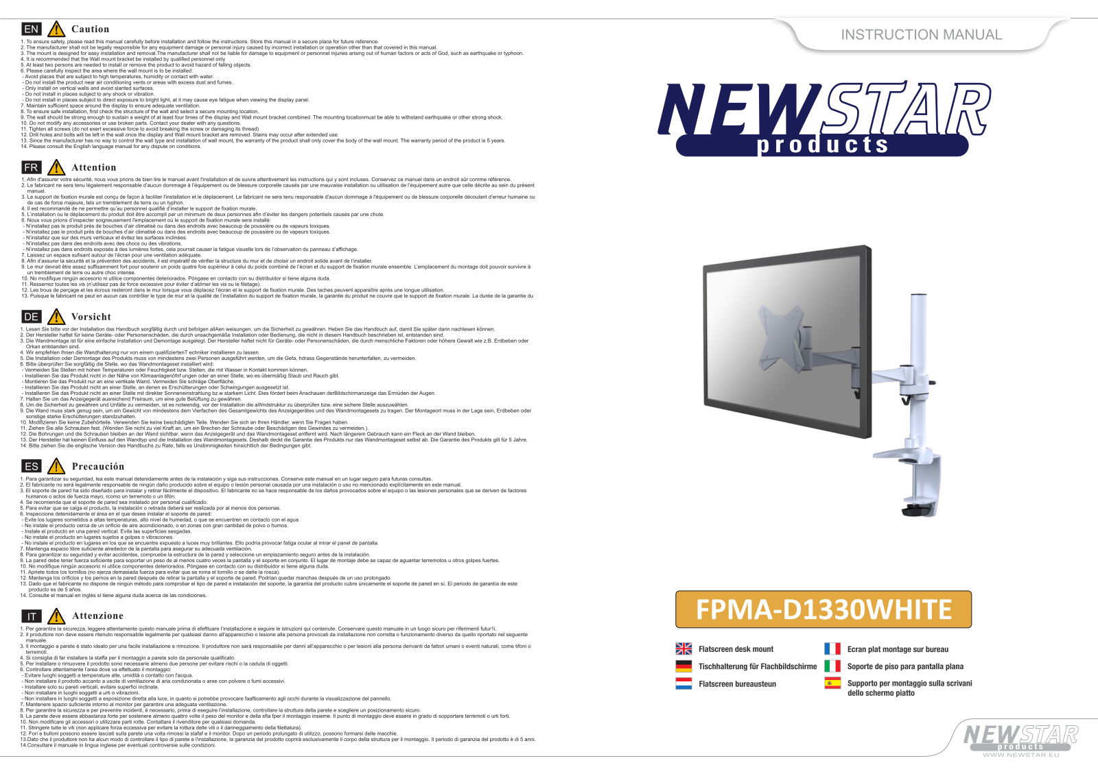 Newstar FPMA-D1330WHITE User Manual