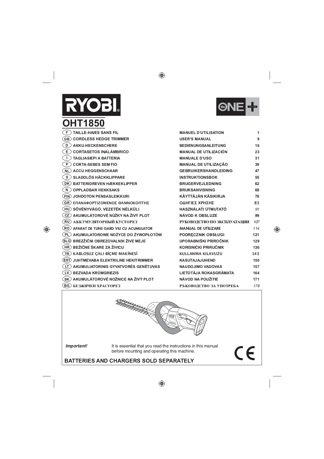 RYOBI OHT1850 User Manual