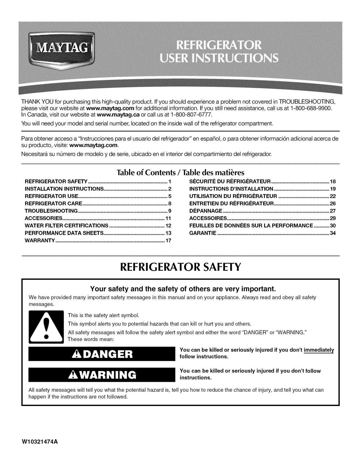 Maytag MSF25C2EXS00, MSF25C2EXW00, MSF25D2EAB00, MSF25D2EAS00, MSF25D2EAS01 Owner’s Manual