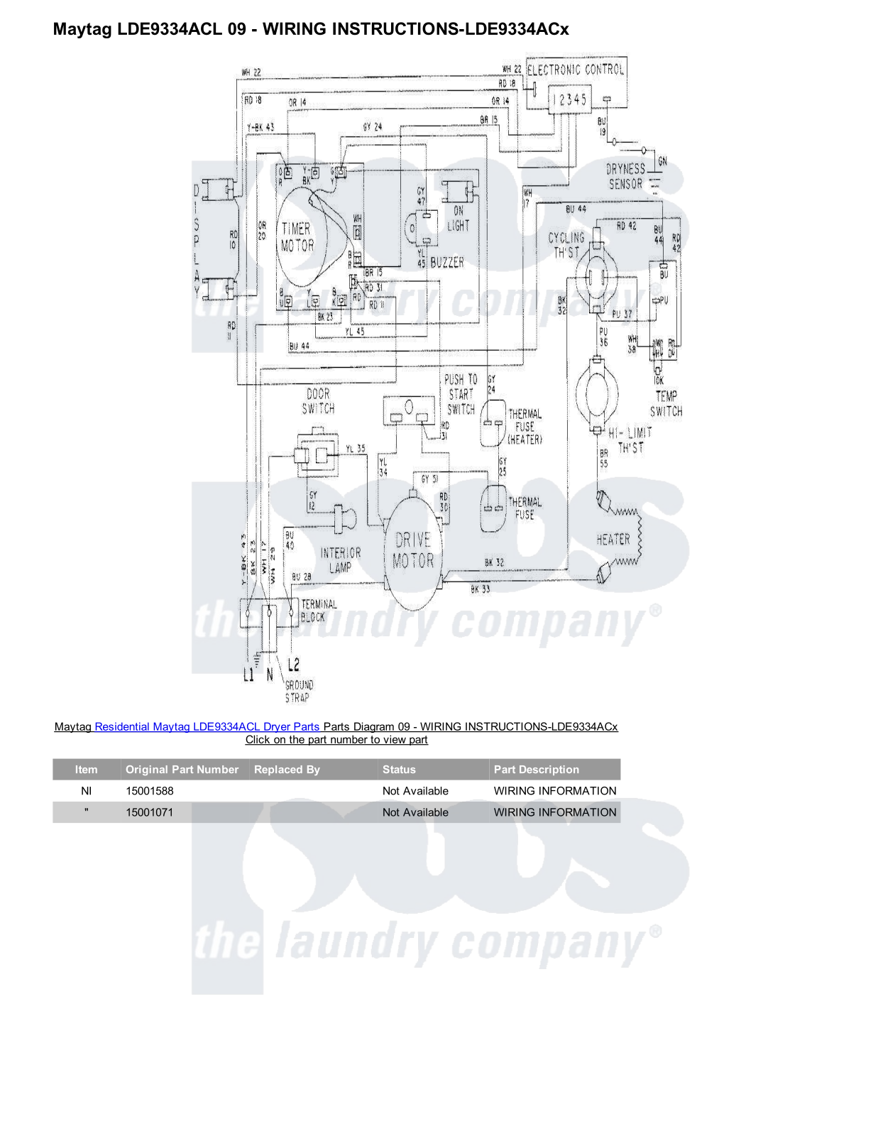 Maytag LDE9334ACL Parts Diagram