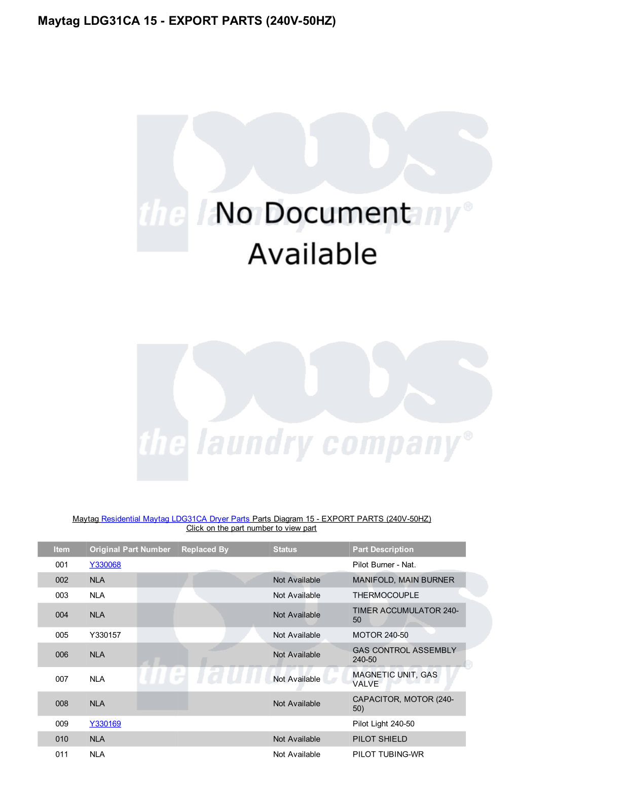 Maytag LDG31CA Parts Diagram