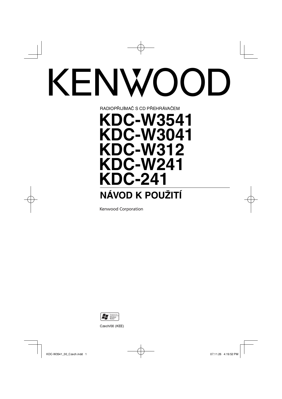 Kenwood KDC-W3541, KDC-W241, KDC-W312, KDC-W3041 User Manual