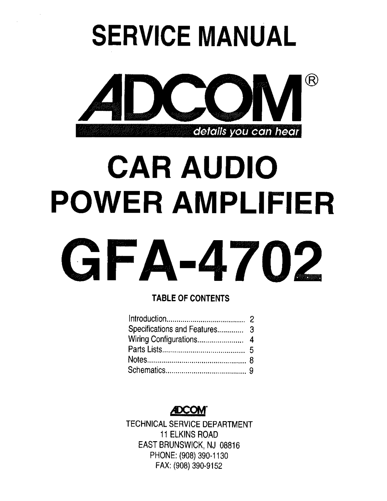 Adcom GFA-4702 Service manual