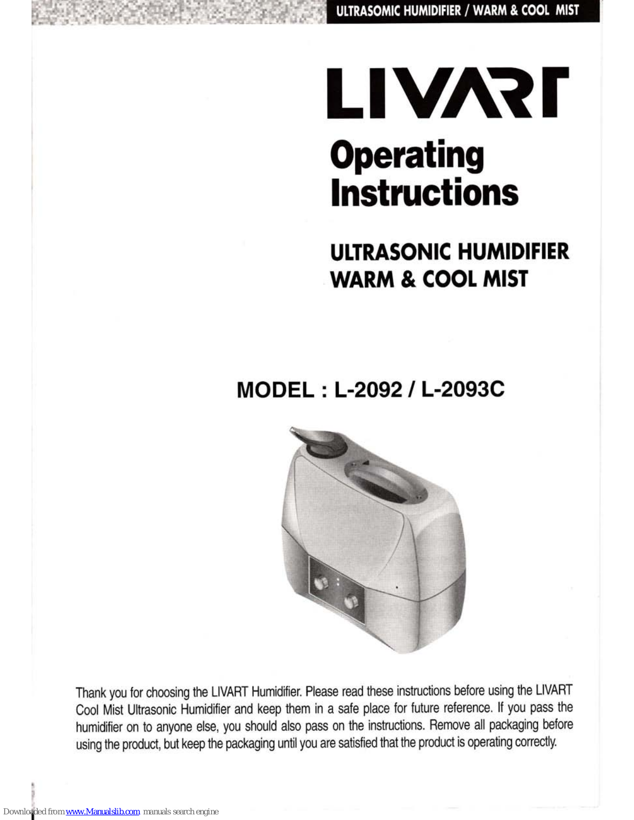Livart L-2O92, L-2093C Operating Lnstructions - ManualMachine.com
