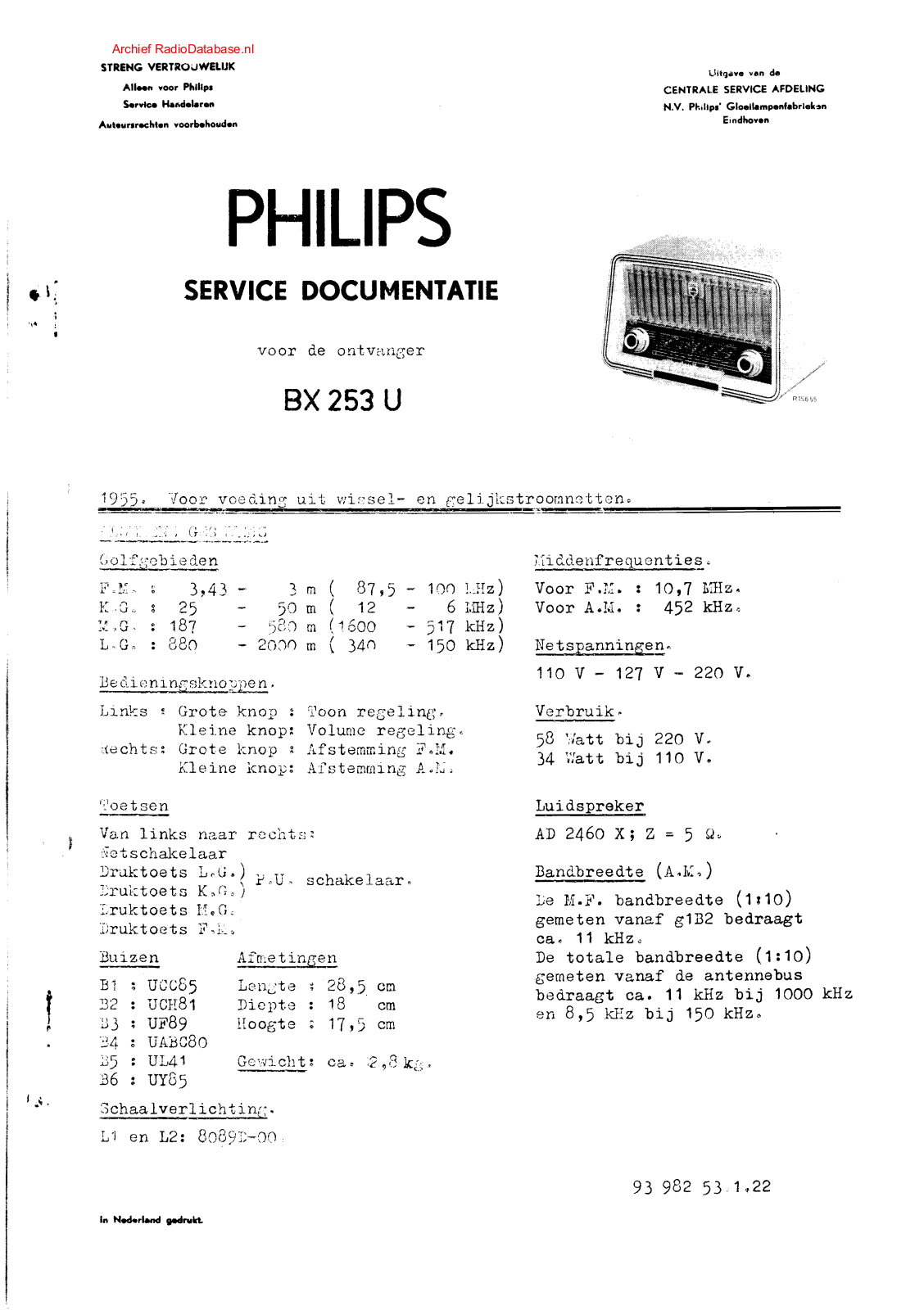 Philips BX253U Schematic