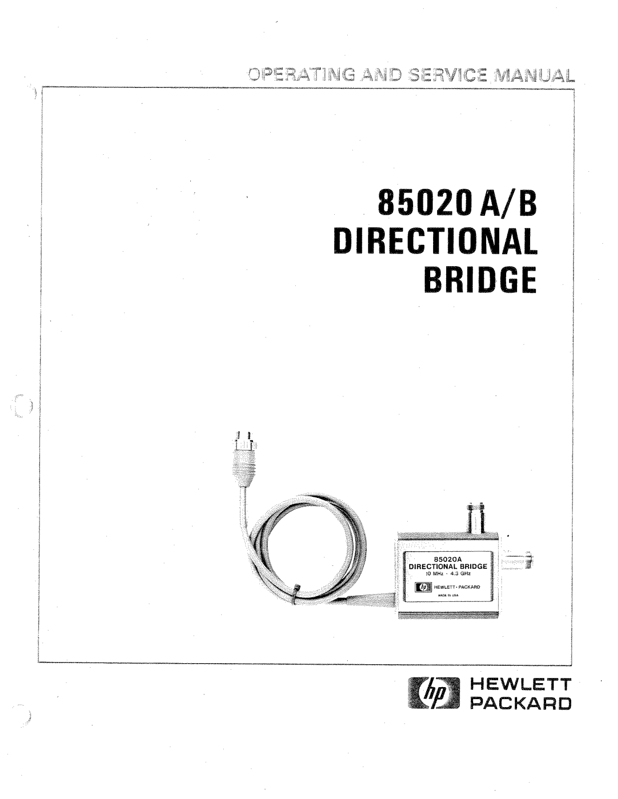 HP (Hewlett-Packard) 85020B, 85020A User Manual