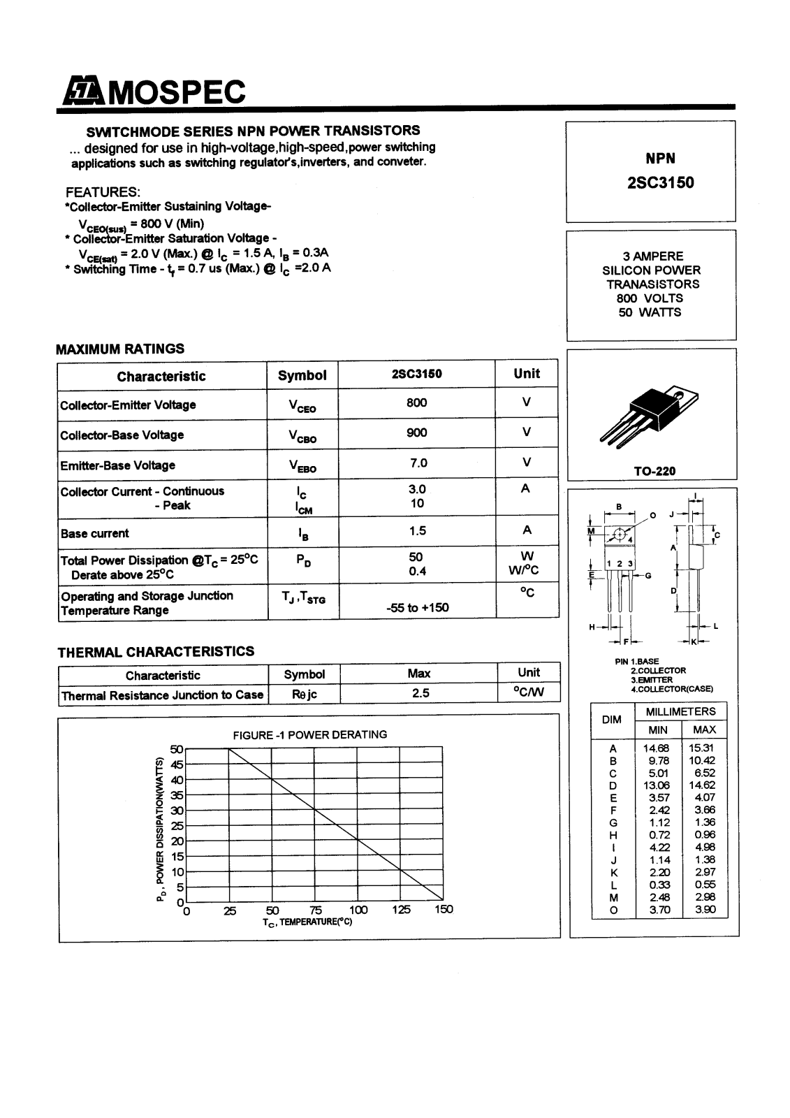 MOSPEC 2SC3150 Datasheet