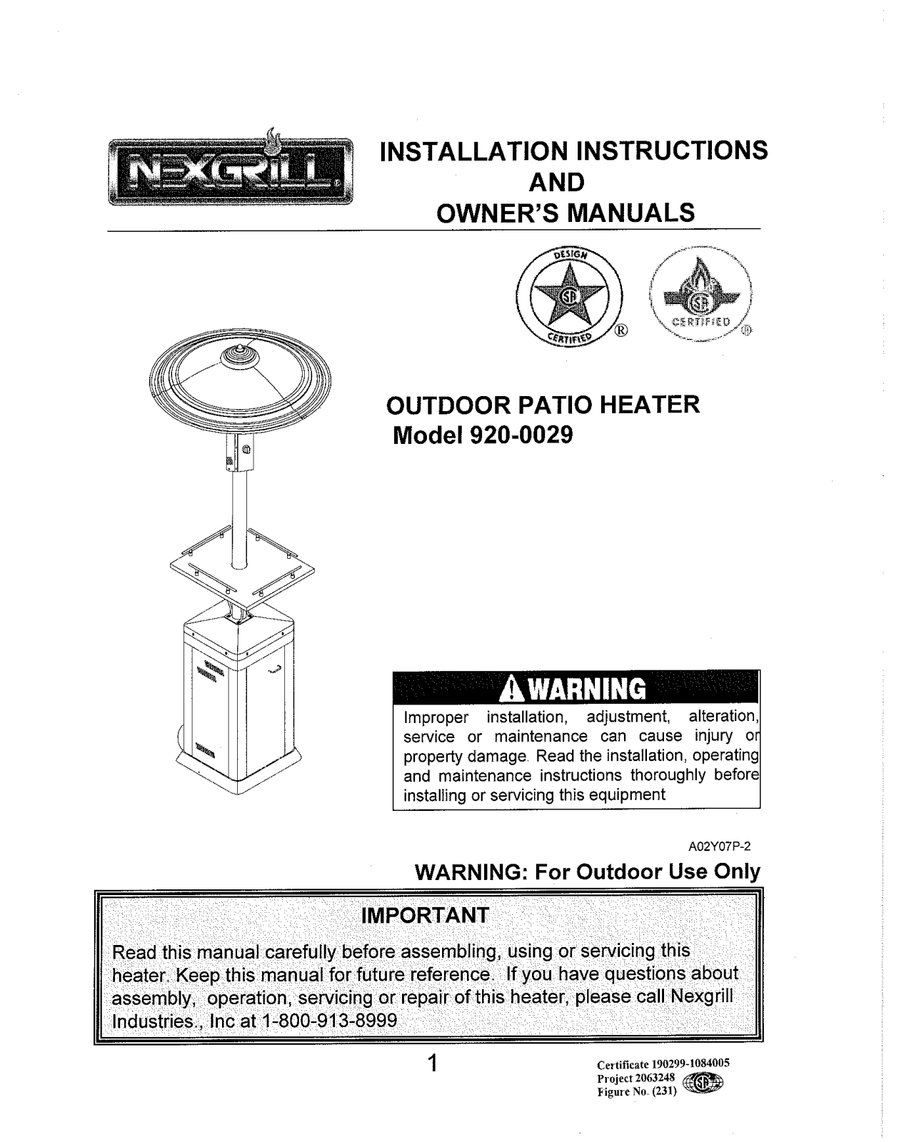 Nex 920-0029 Owner's Manual