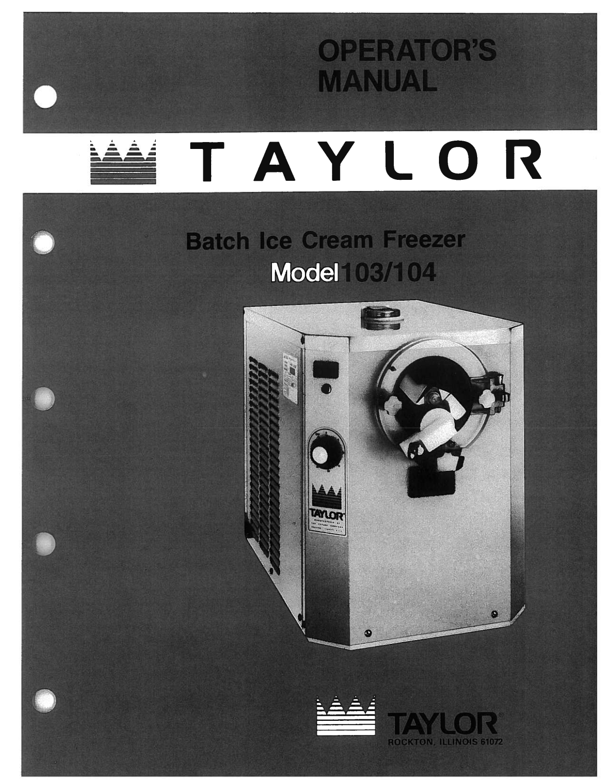 Taylor Freezer 103, 104 Operation Manual