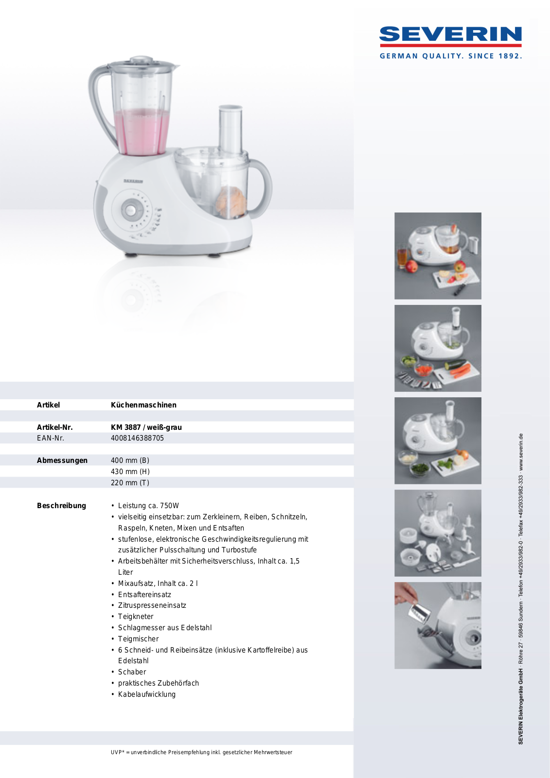 Severin KM 3887 User Manual