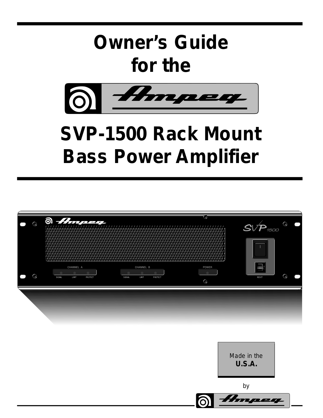 Ampeg SVP-1500 User Manual