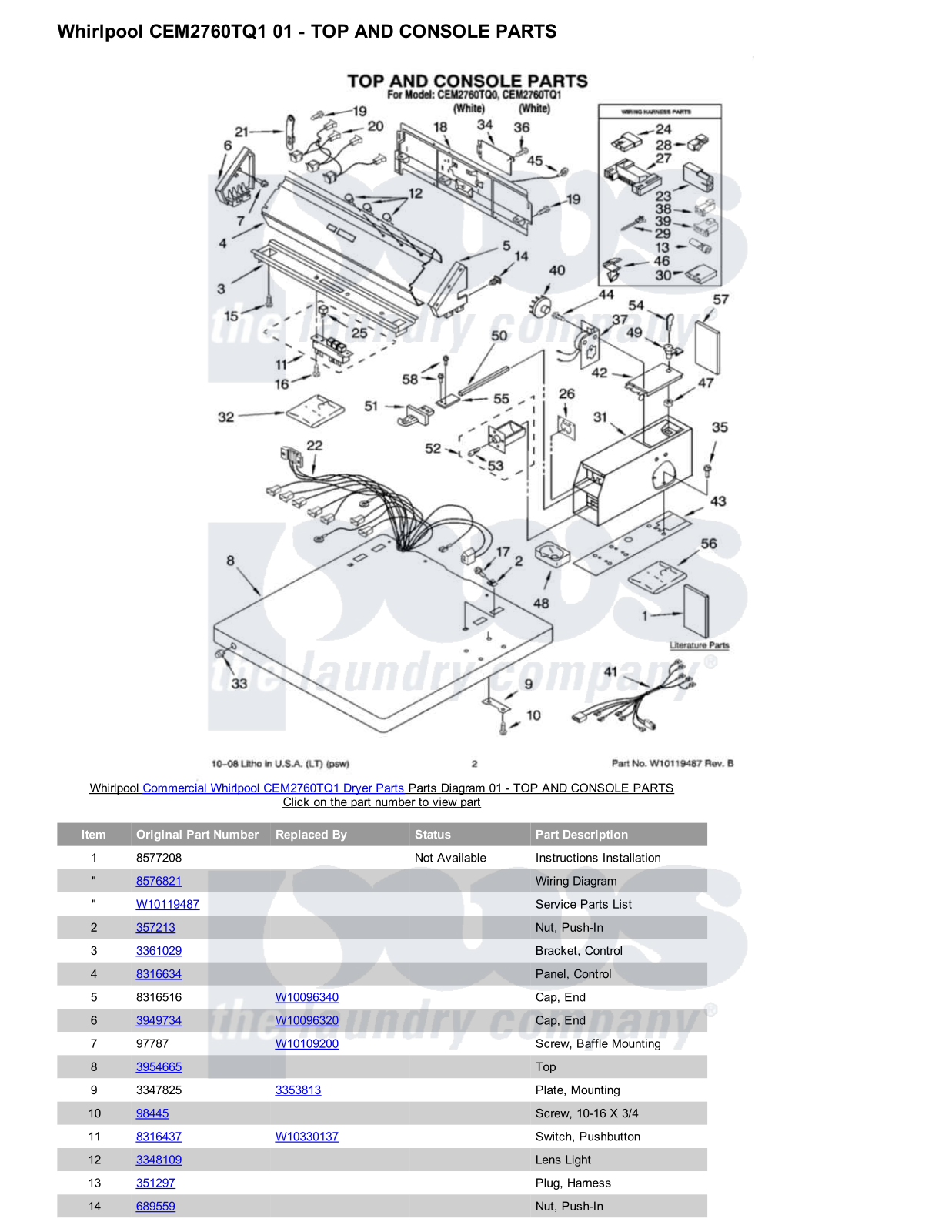 Whirlpool CEM2760TQ1 Parts Diagram