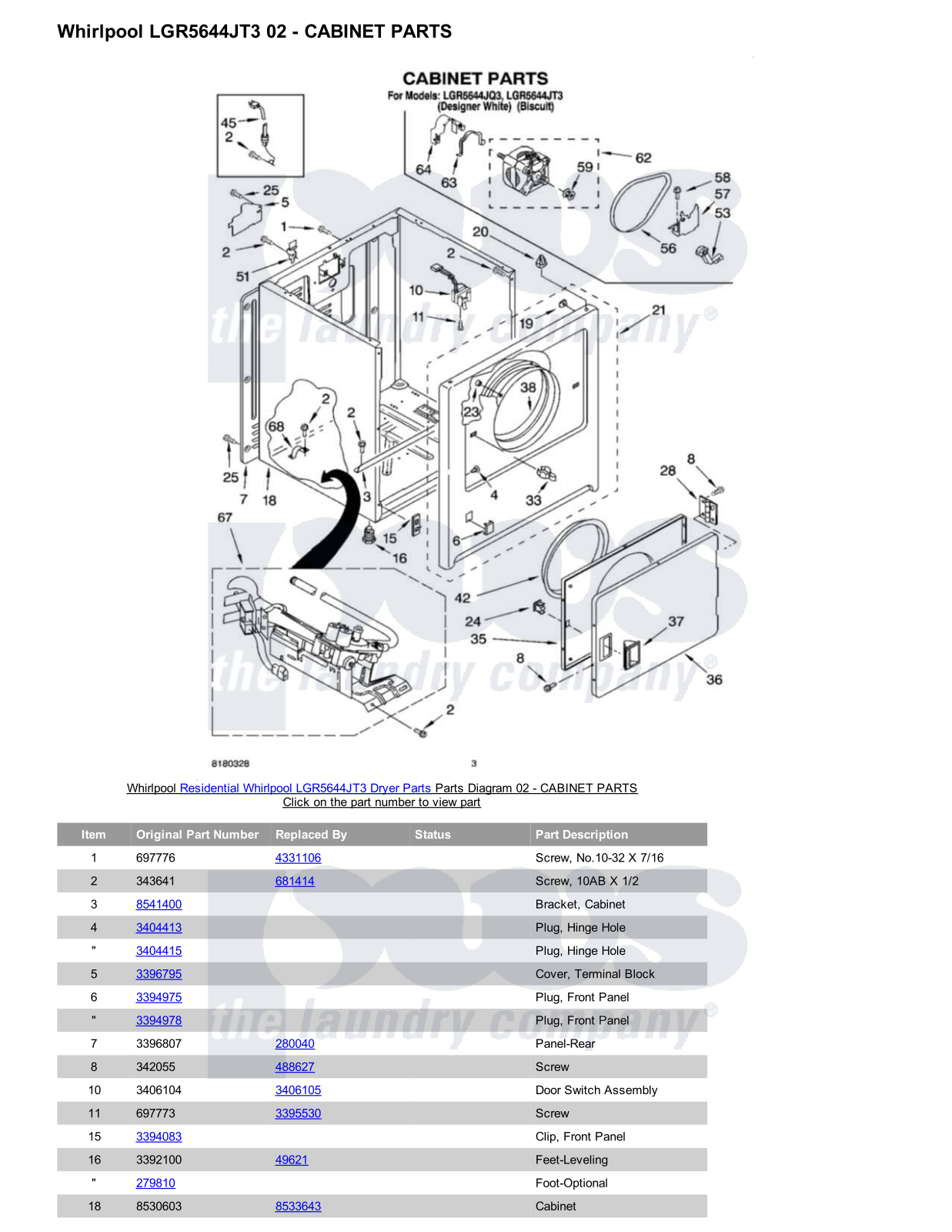 Whirlpool LGR5644JT3 Parts Diagram