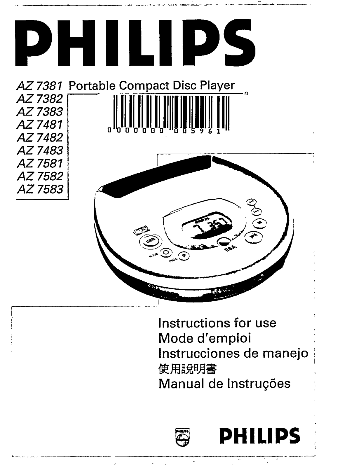 Philips AZ7582/05, AZ7582/00, AZ7581/05, AZ7482/05, AZ7481/05 User Manual