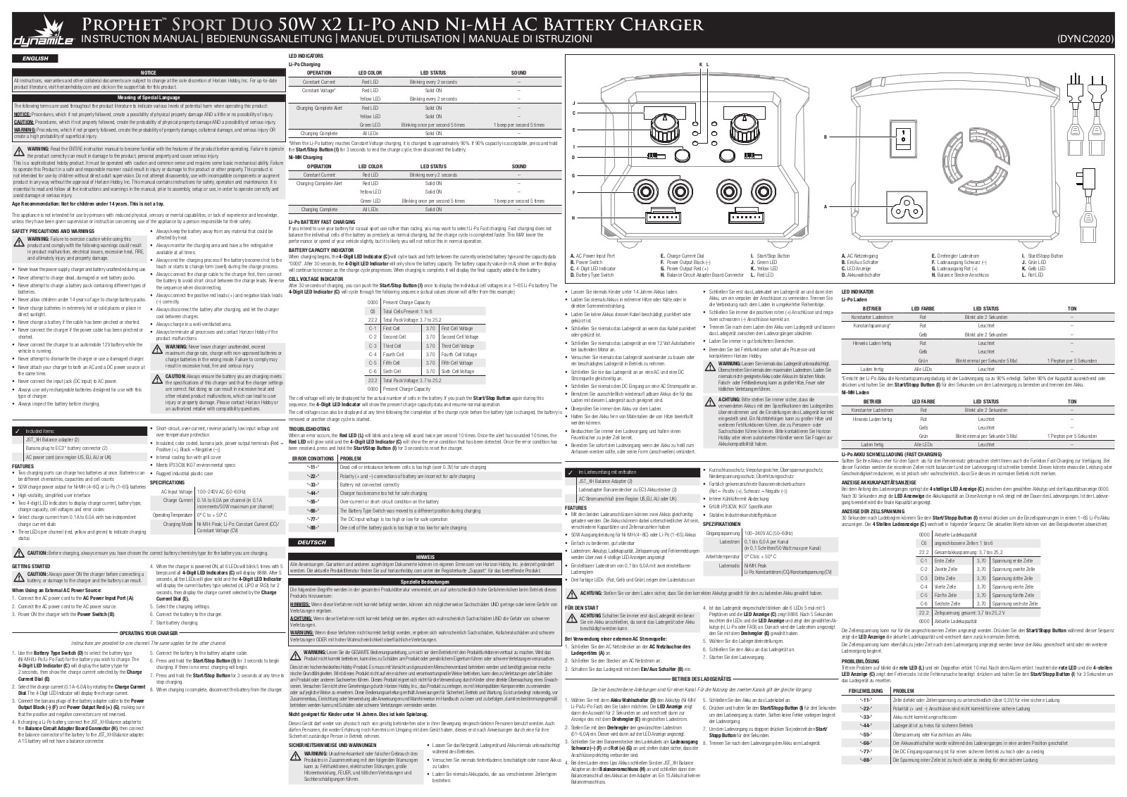 Dynamite DYNC2020A User manual