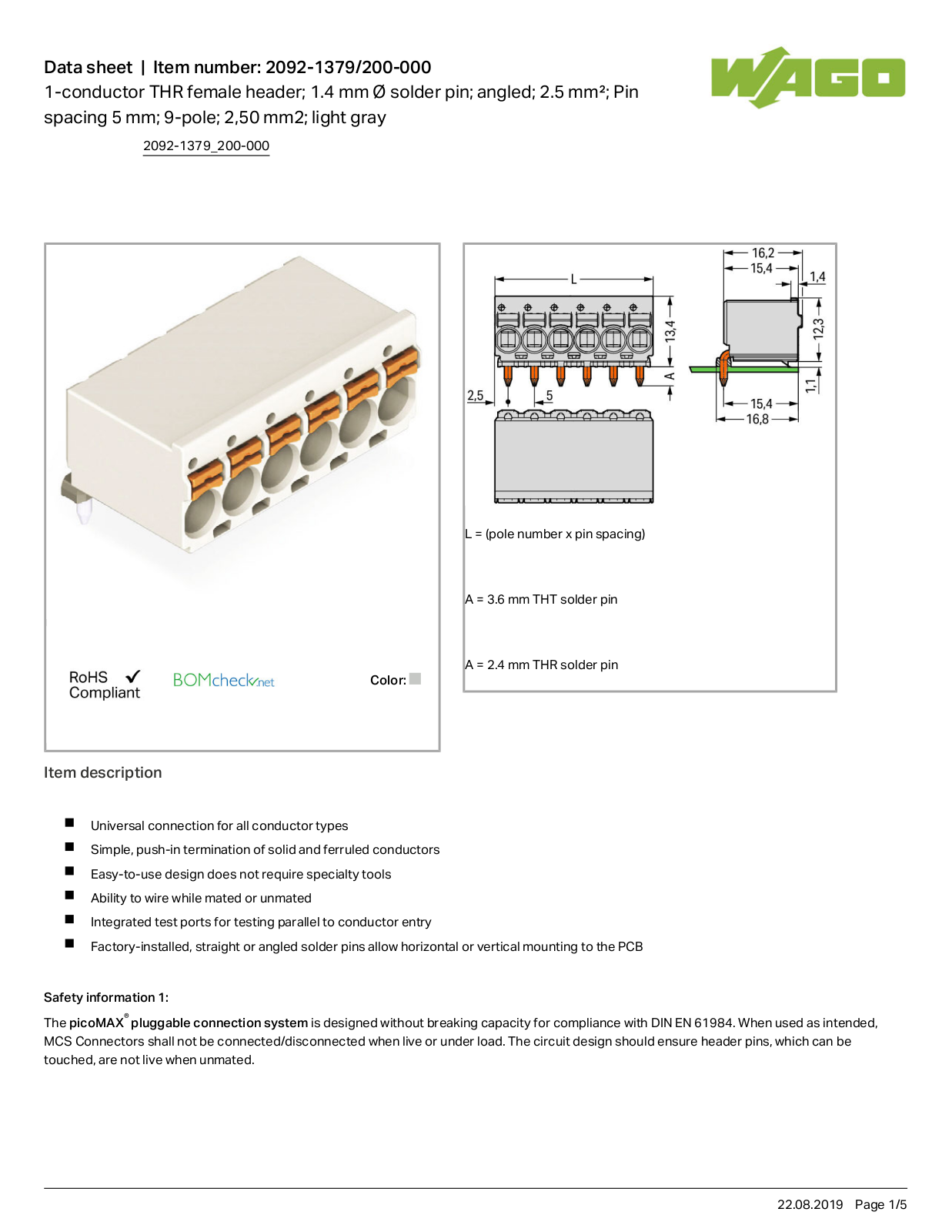 Wago 2092-1379/200-000 Data Sheet