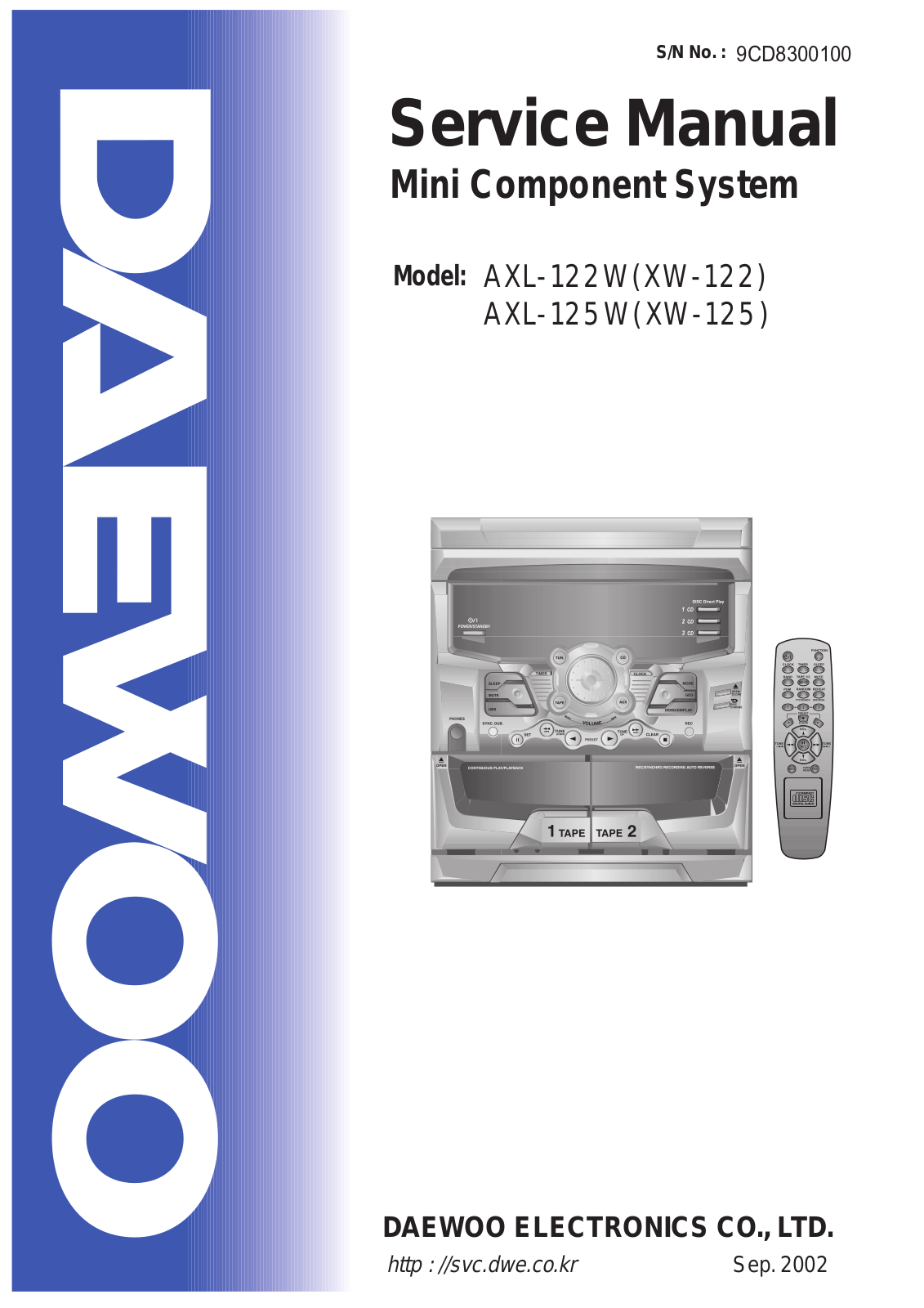 Daewoo AXL-122W, XL-122W, AXL-125W, XL-125W Service Manual