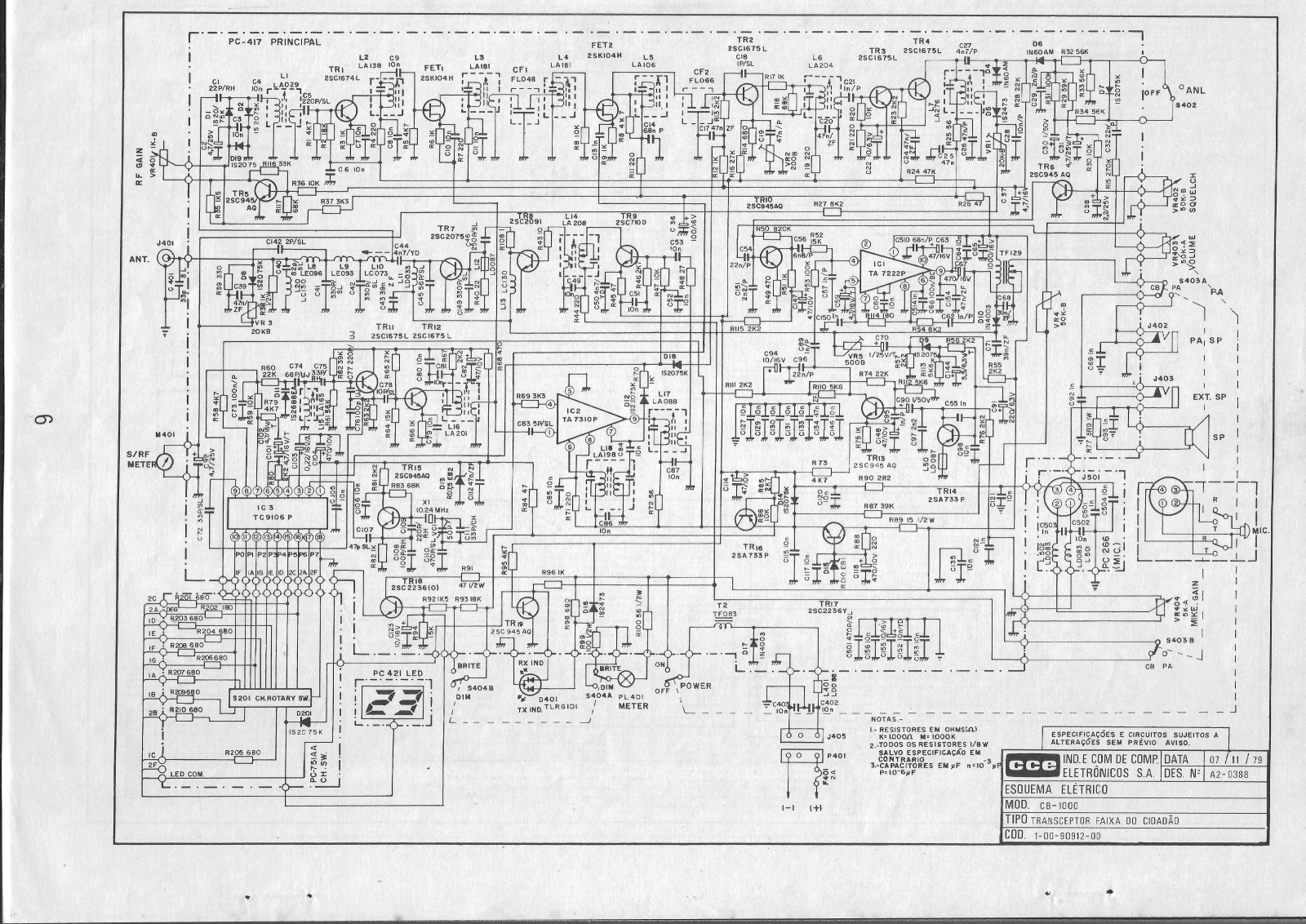 CCE CB1000 Schematic