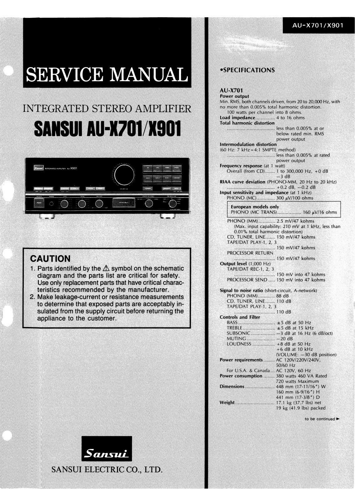 SANSUI AUX701, AUX901 Service Manual