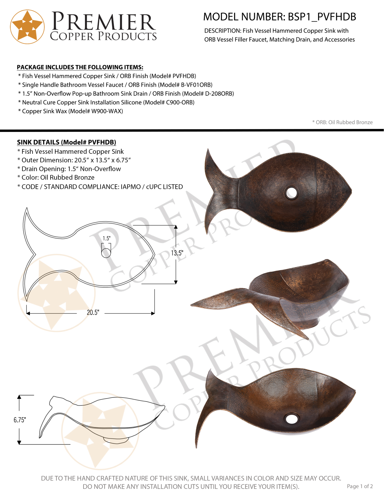 Premier Copper Products IER1819 Specifications - ManualMachine.com