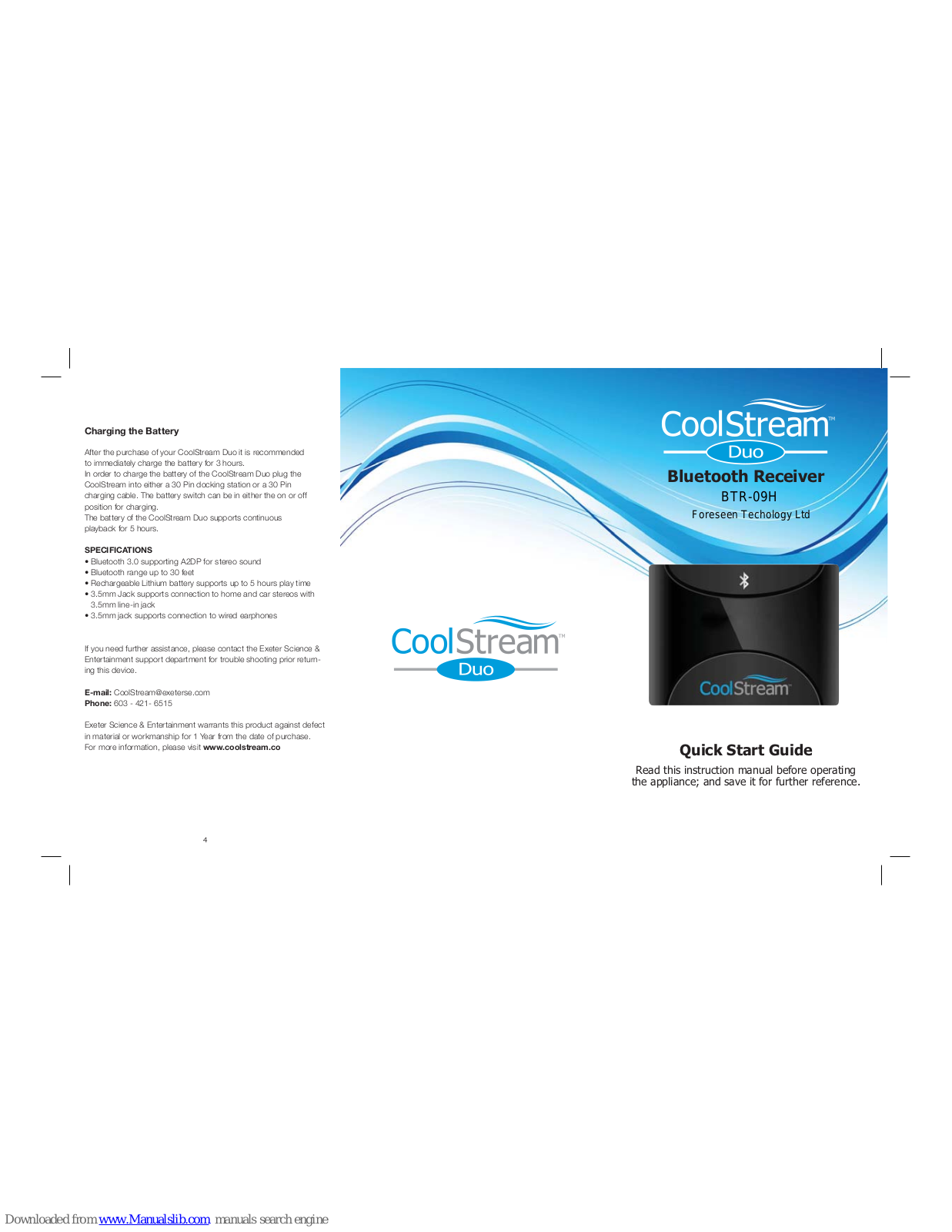 CoolStream BTR-09H Quick Start Manual - ManualMachine.com