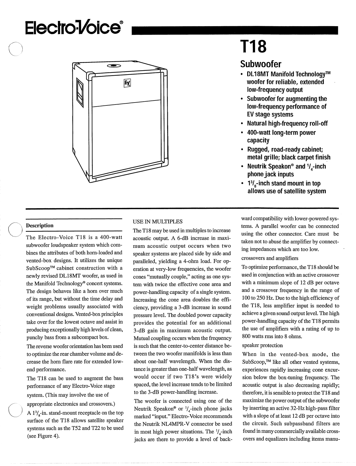 Electro-Voice T18 EDS User Manual